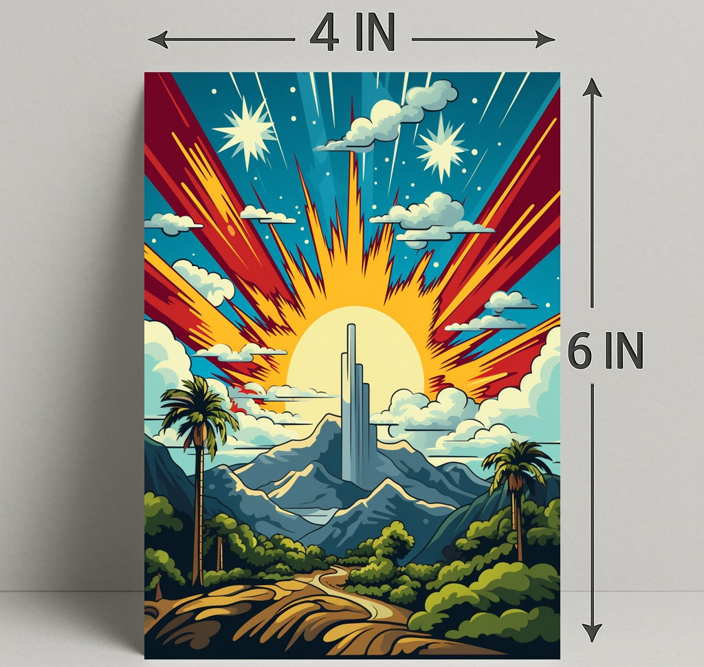 Celestial Sunrise Over Mountains Poster