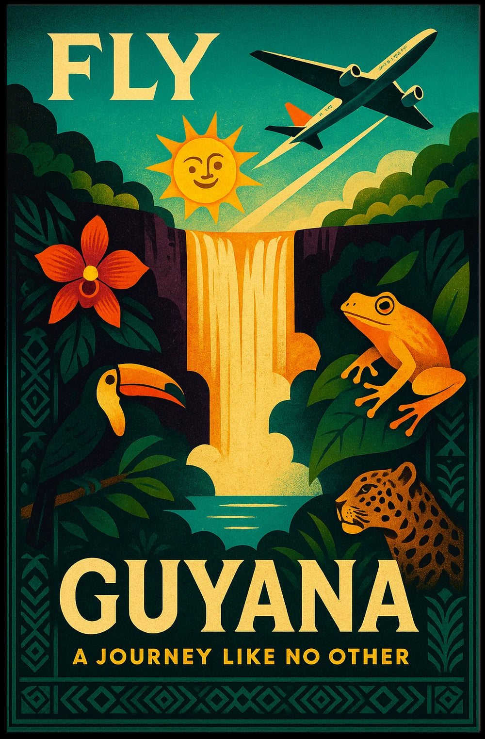 Vibrant Guyana Vintage Travel Adventure Poster PosterGoat