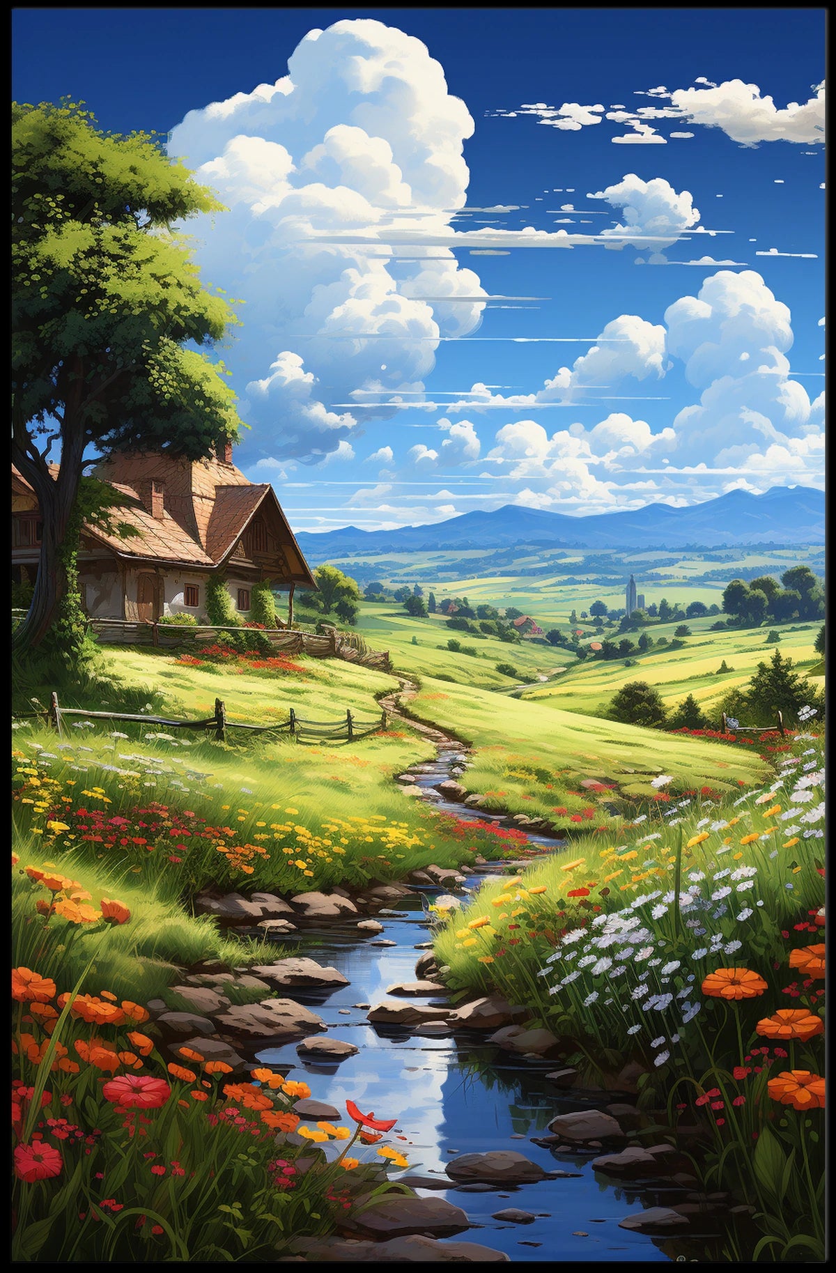 Serene Countryside Landscape Poster