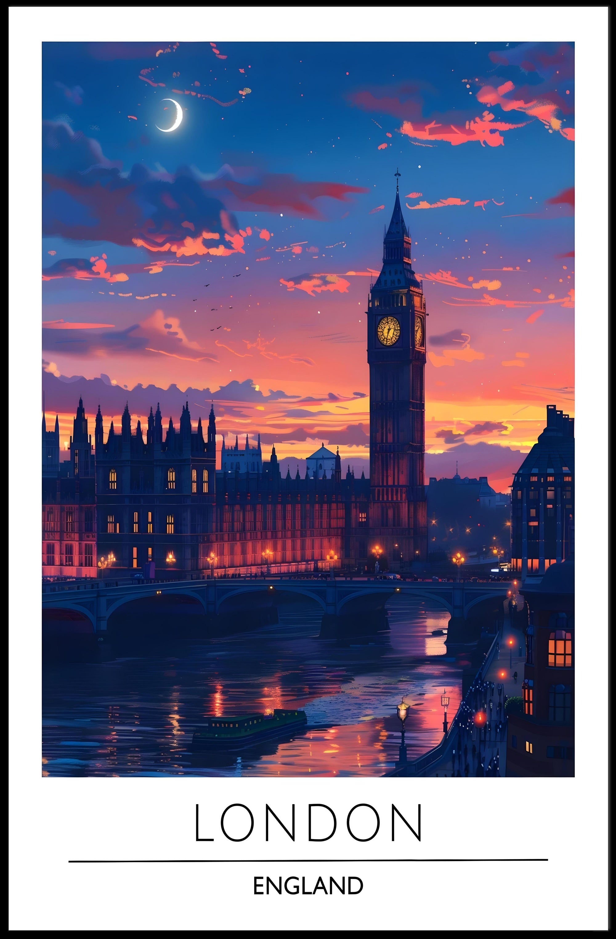 London Sunset with Big Ben Urban or Cityscape Poster