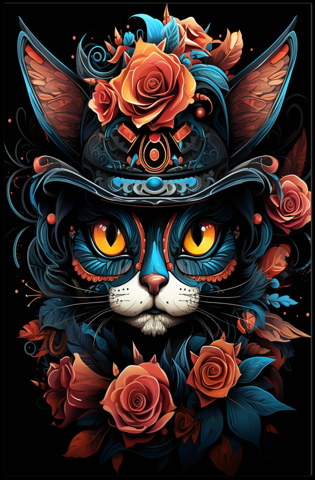 Whimsical Cat Art in Fantasy or Mythology Poster