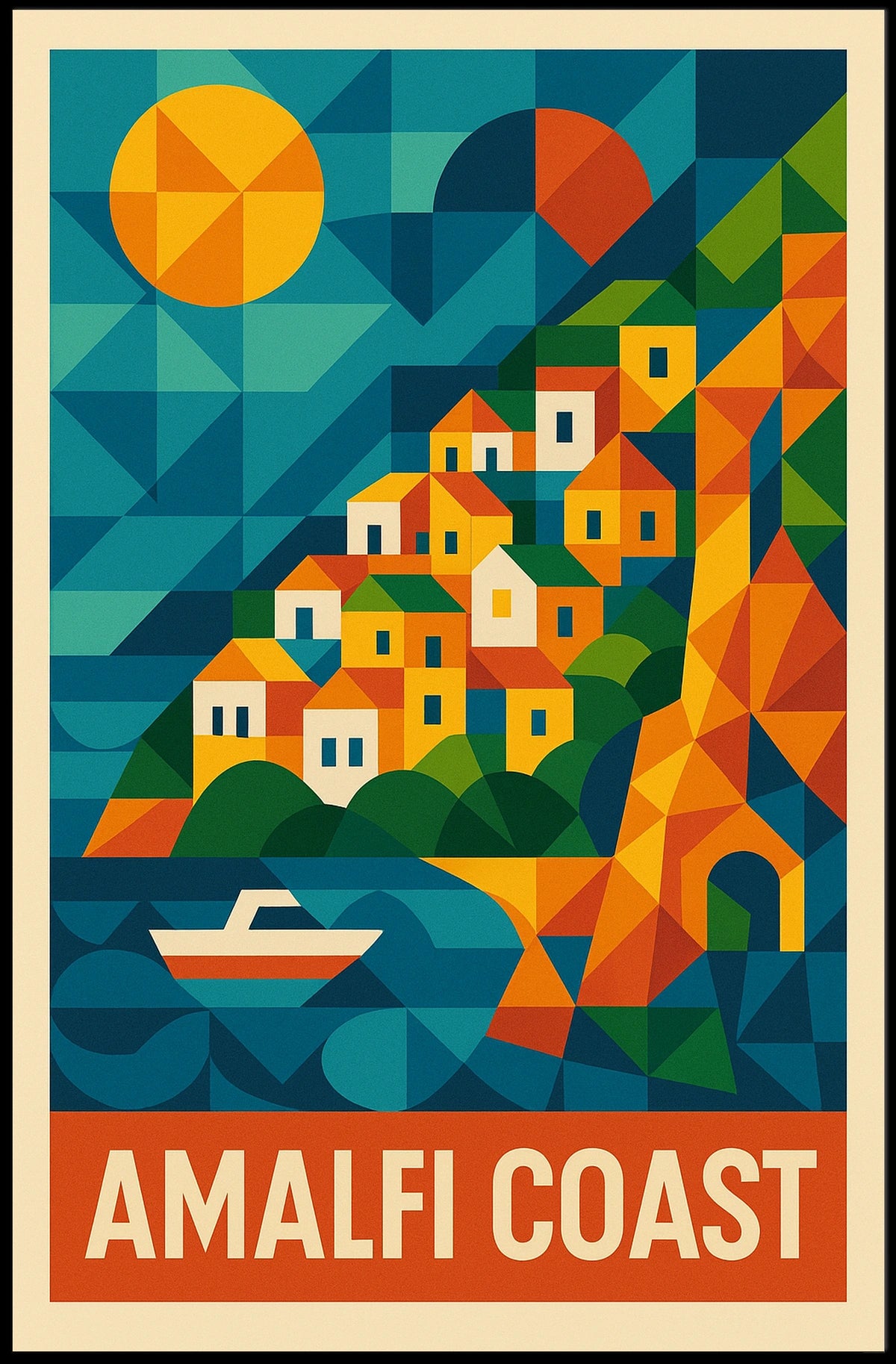 Amalfi Coast Poster Wall Art 18x24 Scenic Seaside Decor
