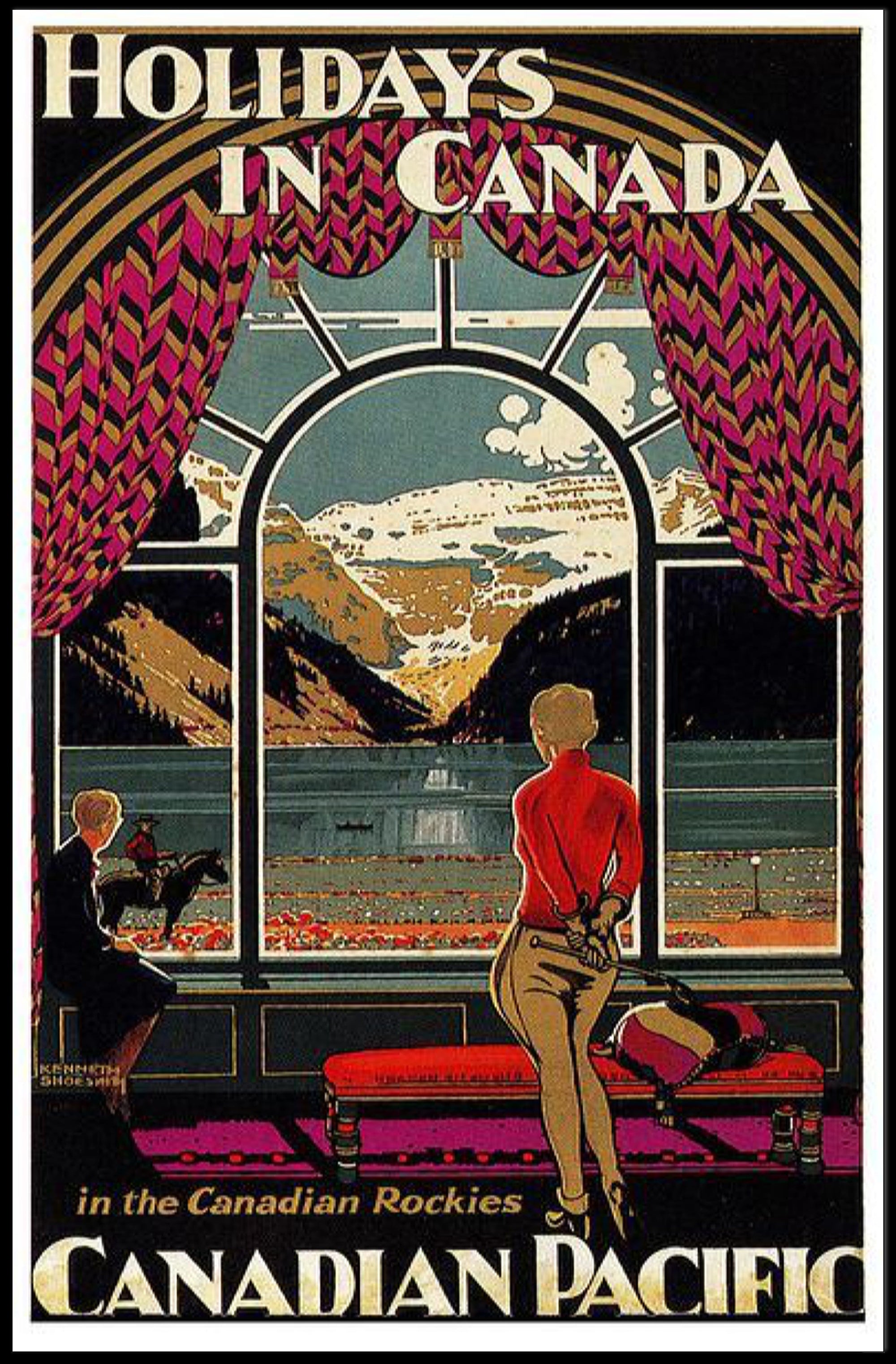 Canadian Rockies Vintage Travel View, Inviting Adventure Travel Poster PosterGoat