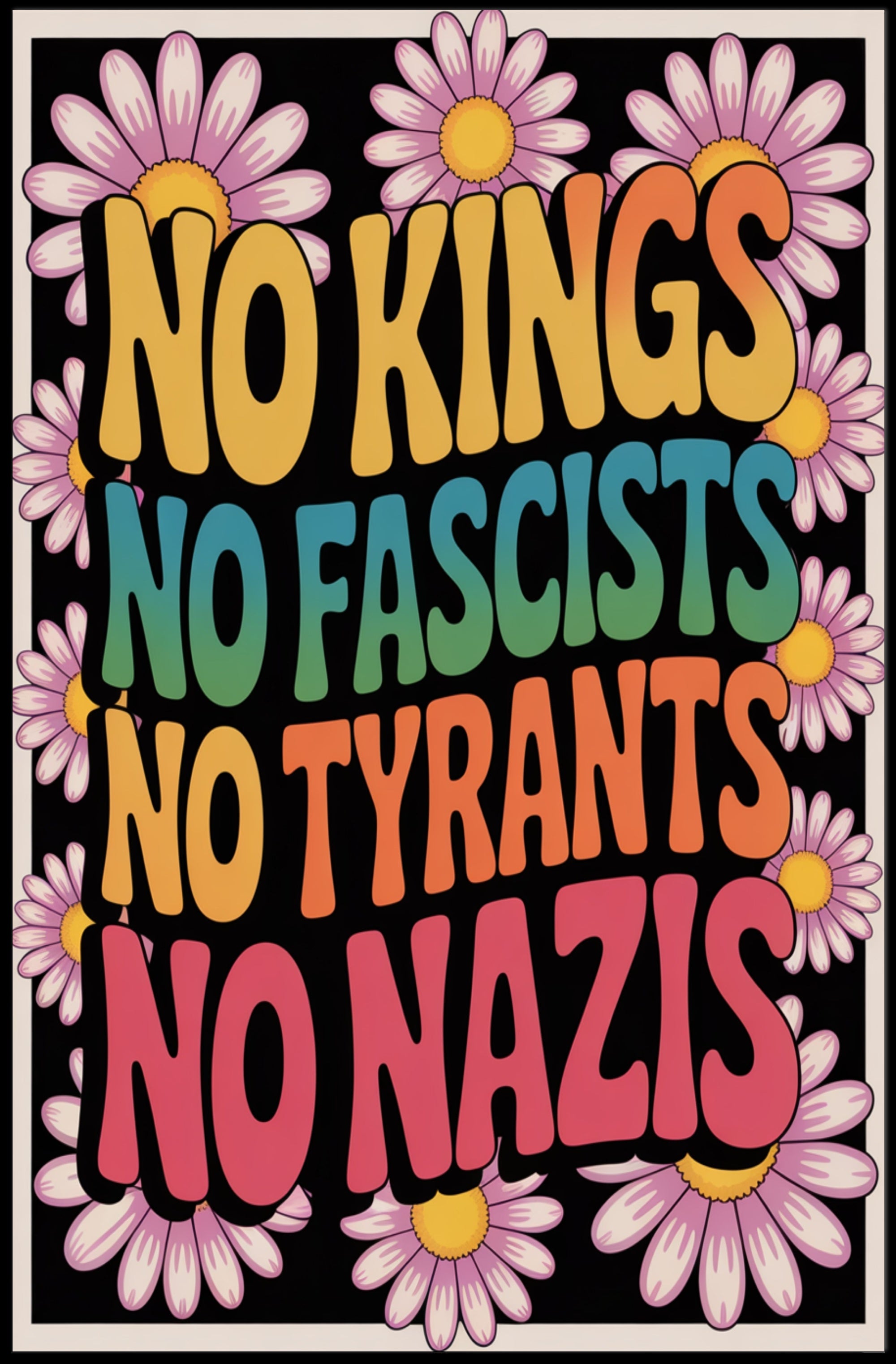 NO KINGS, NO FASCISTS Political or Propaganda Poster
