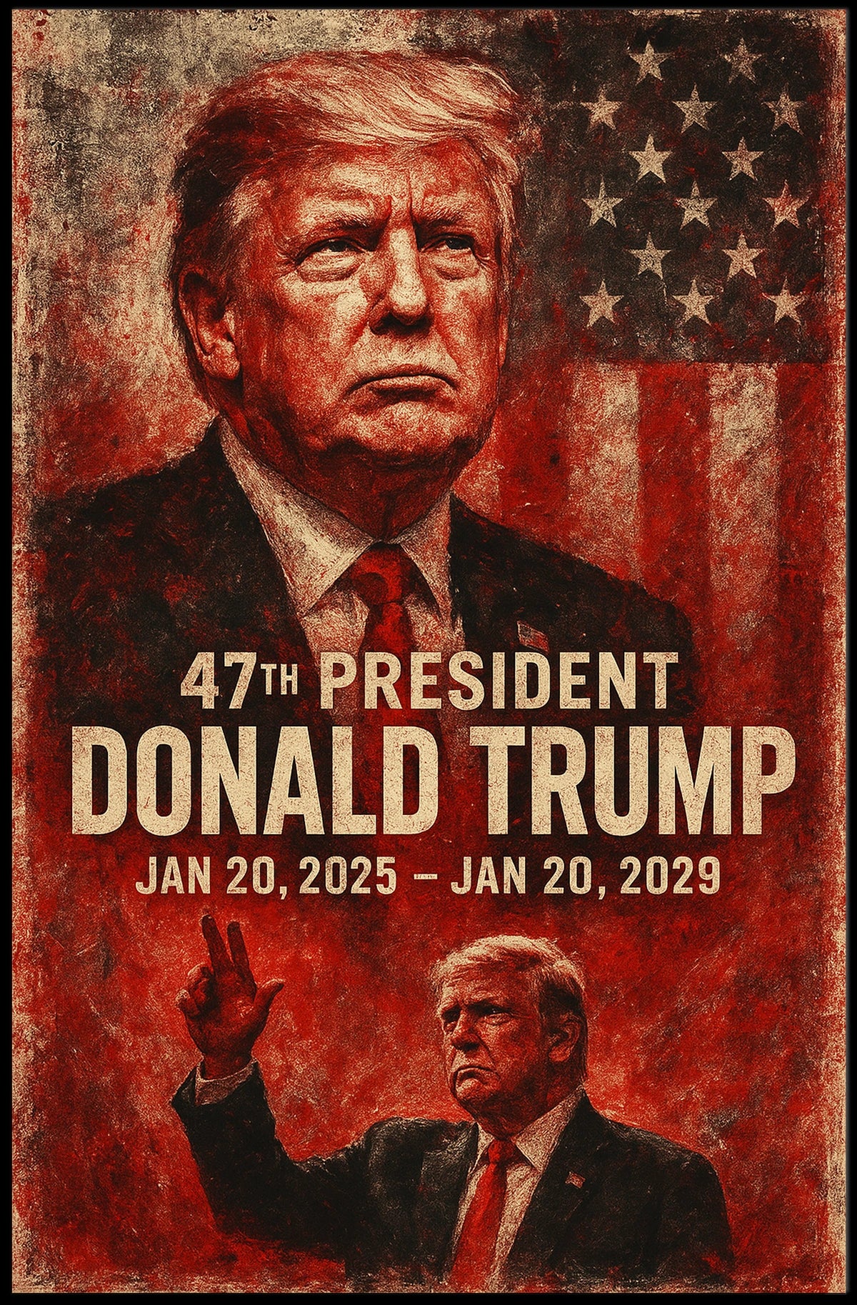 Donald Trump 47th President Vintage Scenic Patriotic Wall Art Collectible Poster