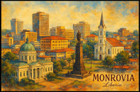 Monrovia Cityscape Realism Poster