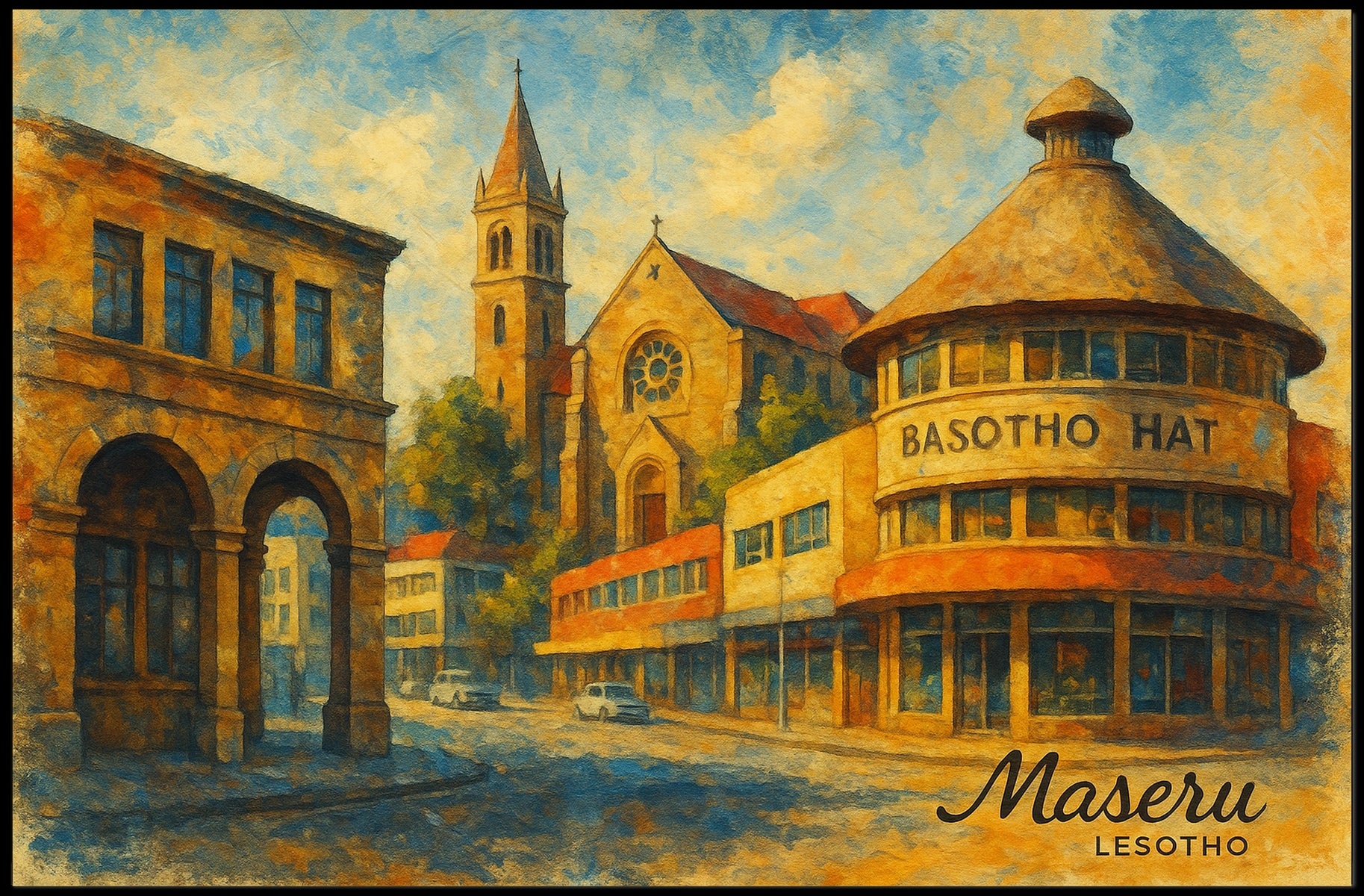 Maseru Cityscape Photography Realism Wanderlust Urban Skyline Timeless Cultural City Poster