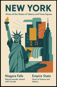 New York Icons Poster Modern Travel City Skyline Wall Art