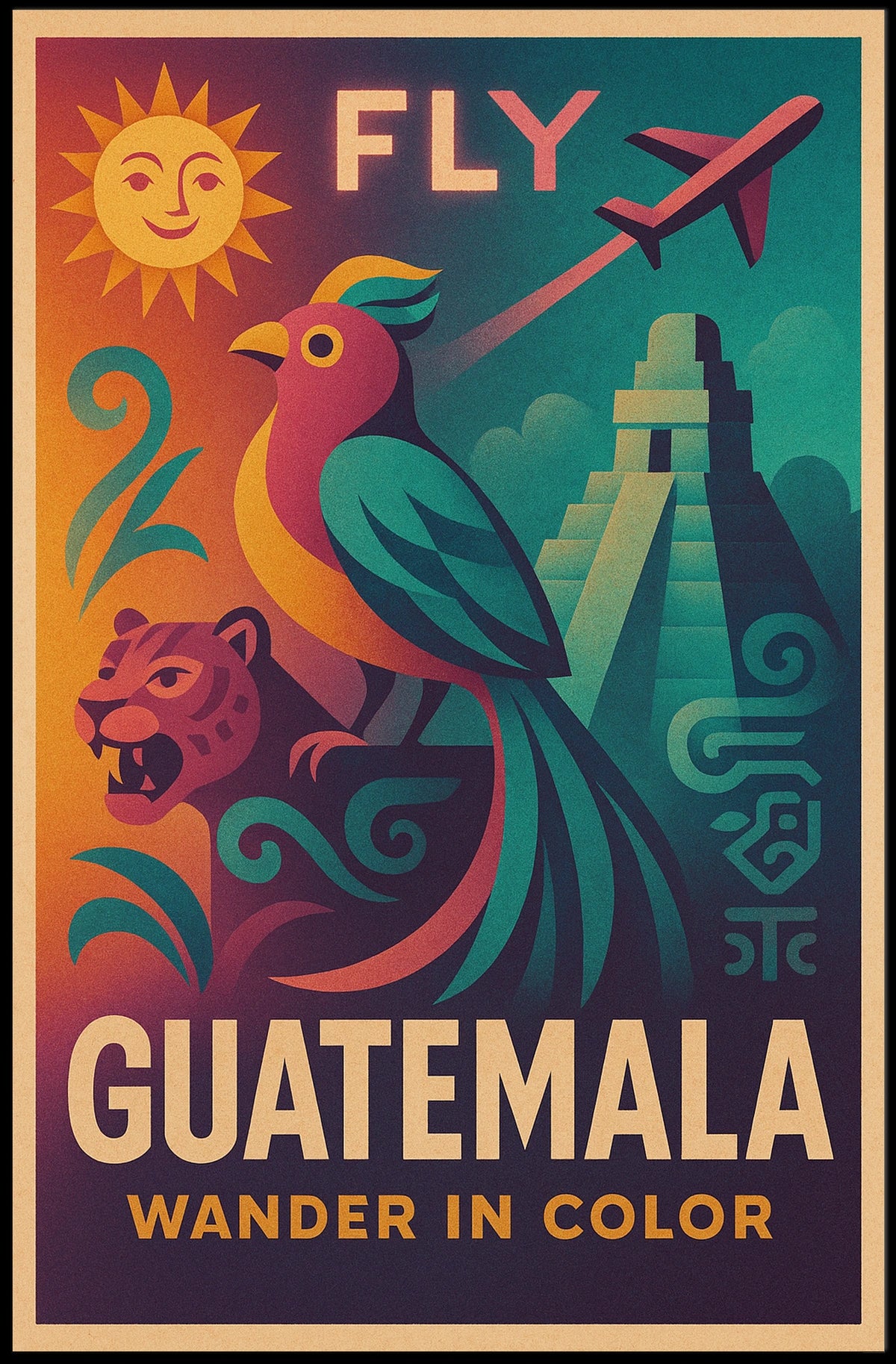 Fly To Guatemala Wander In Color Poster