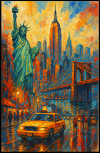 New York City Icons Landmarks Poster Abstract Wall Art