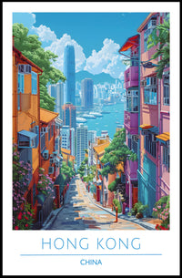 Vibrant Hong Kong Cityscape Adventure Urban or Cityscape Poster