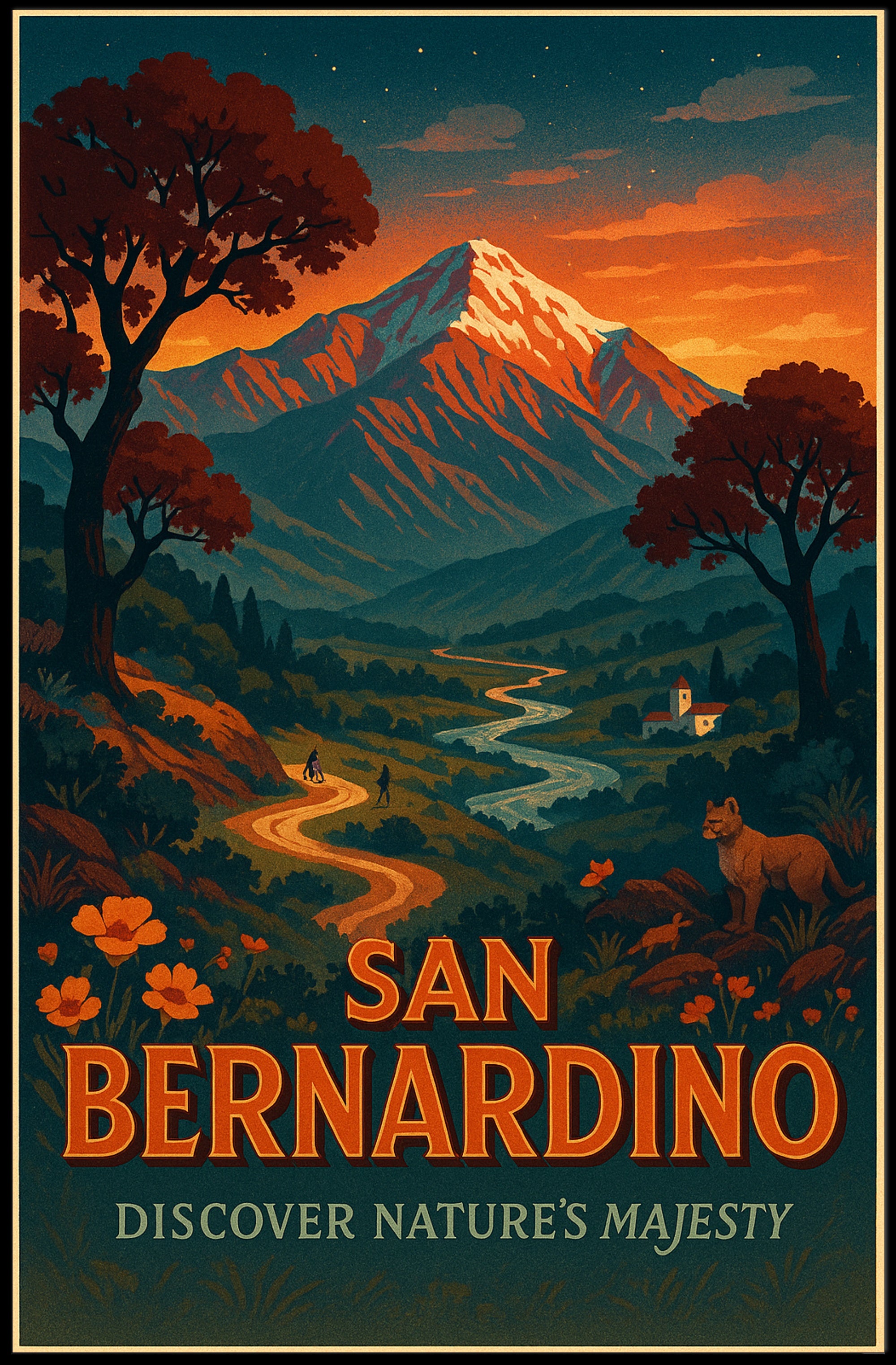 San Bernardino Nature Poster Vintage Travel Print