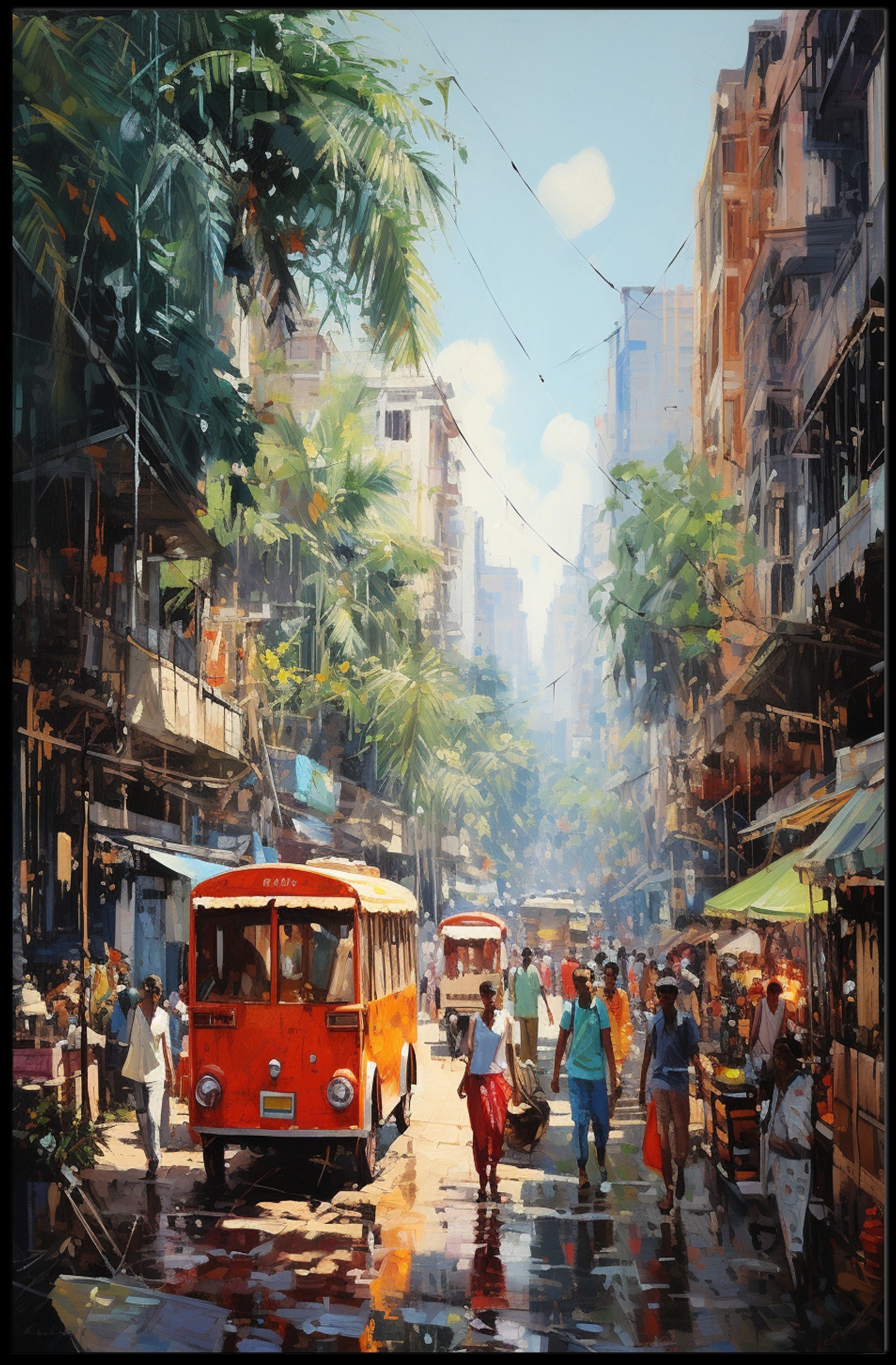 Vibrant City Street Scene Poster