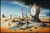 Surreal Landscape Art Poster with Pocket Watch and Nature Fusion