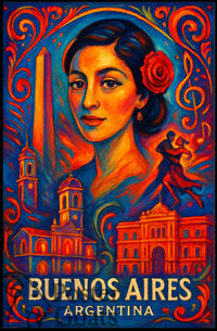 Buenos Aires Tango Art Deco Vintage Travel Poster