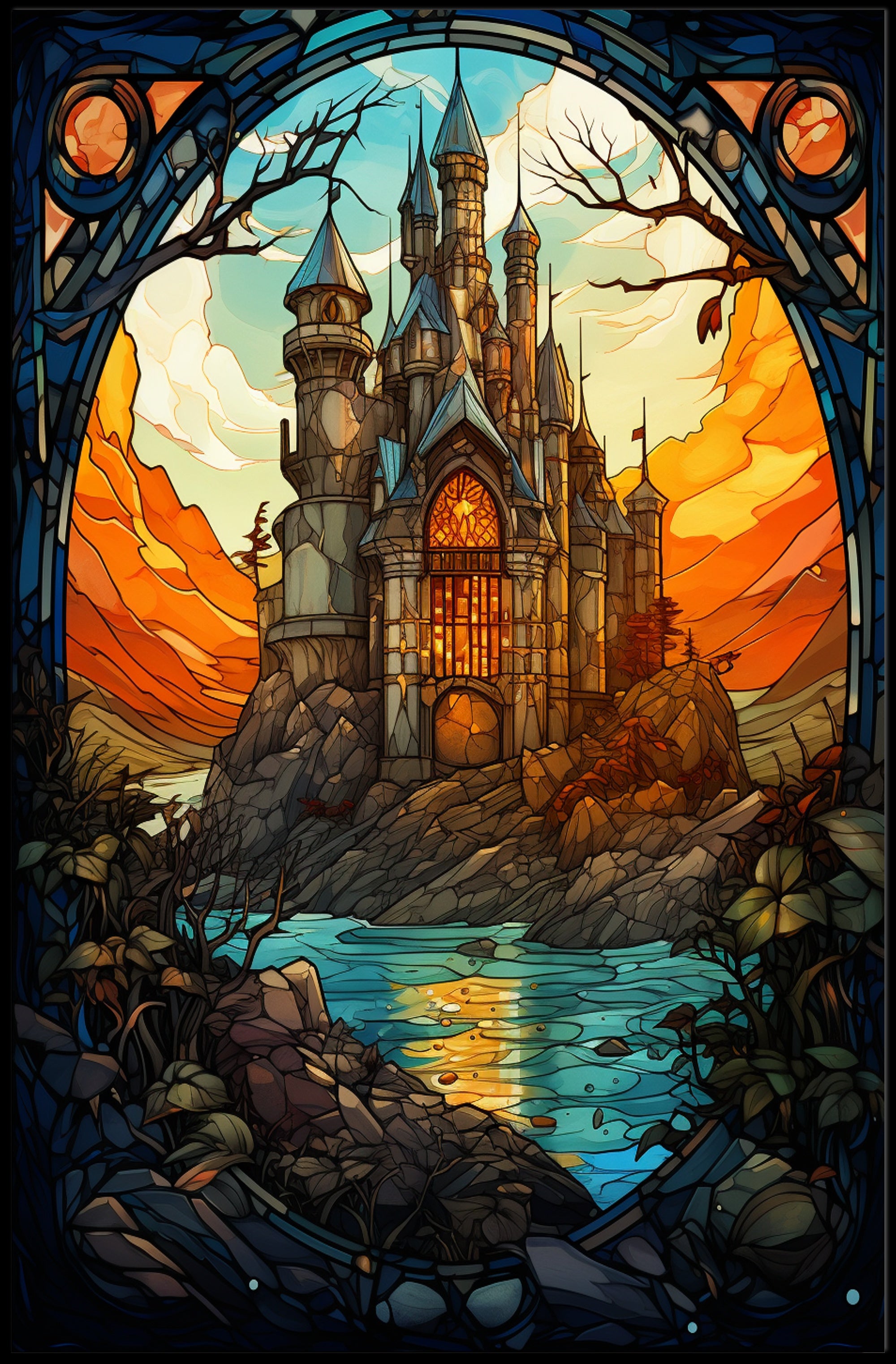 Enchanted Castle At Sunset Poster