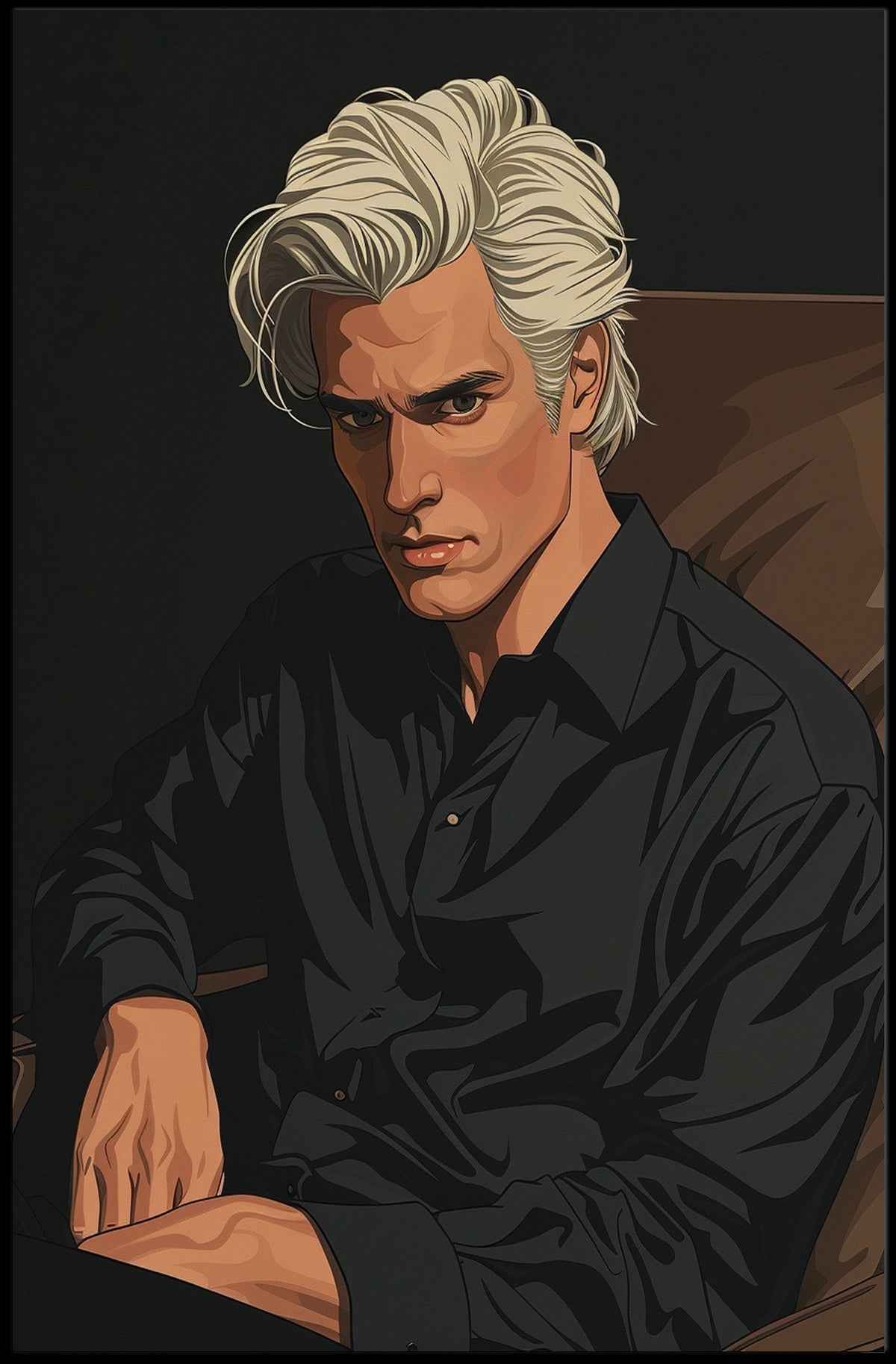 Mysterious Portrait In Black Poster