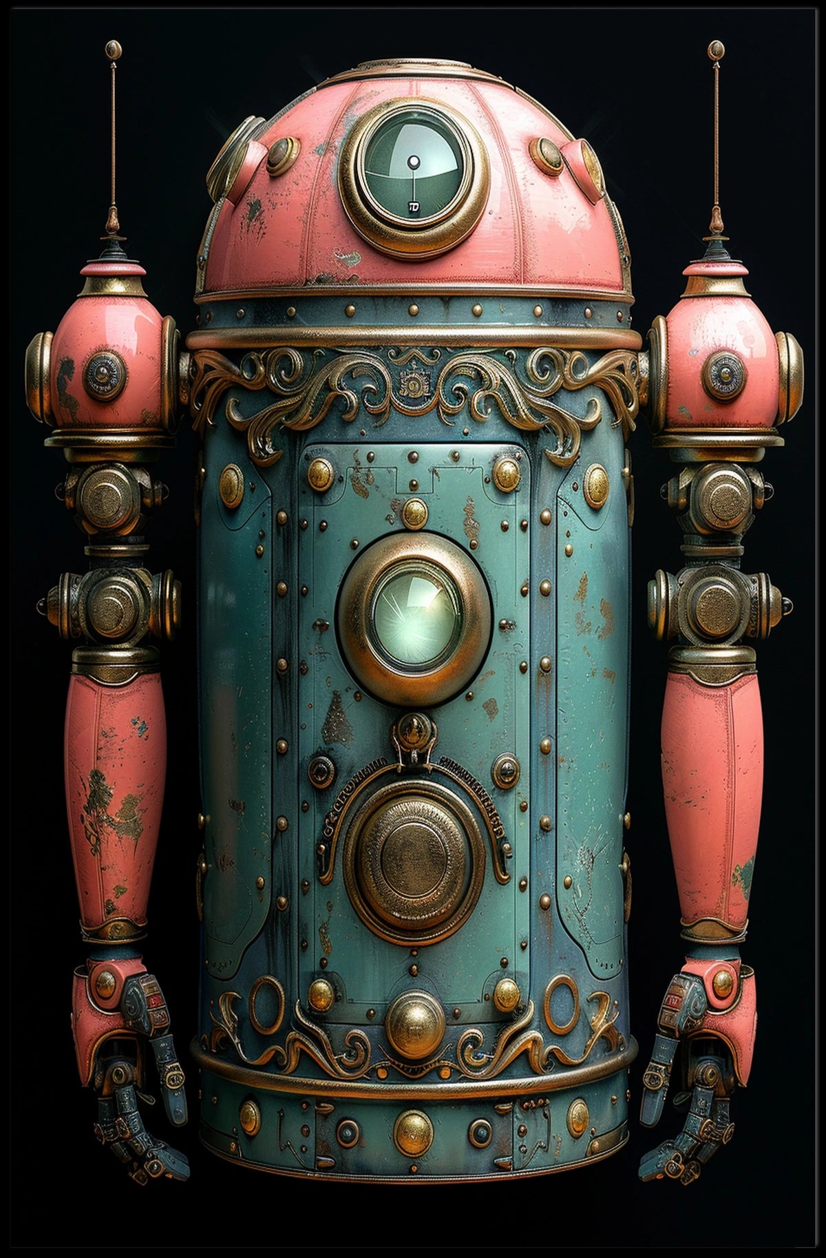 Steampunk Robot Design Poster