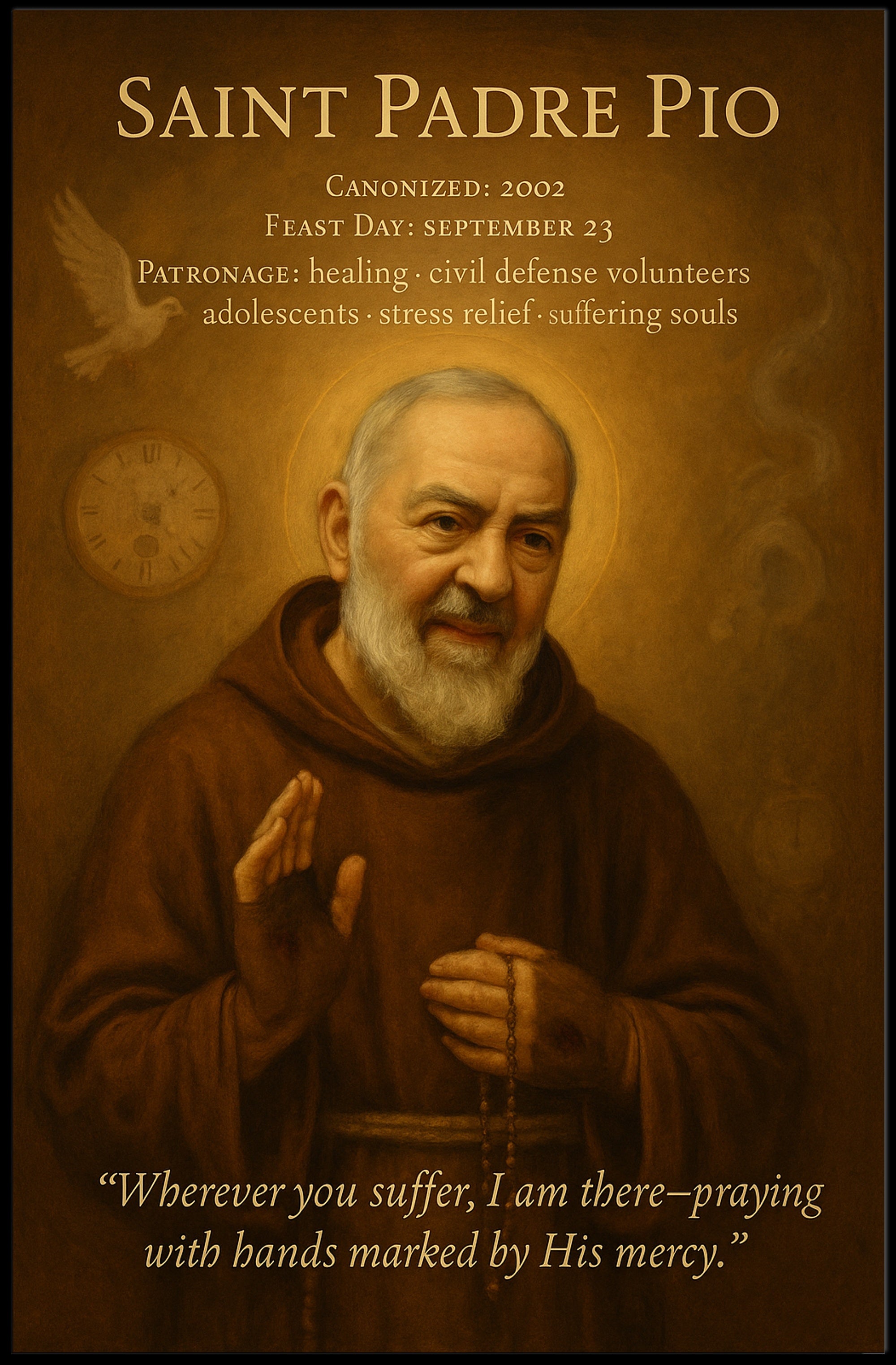 Saint Padre Pio Photorealistic Cultural Heritage Poster