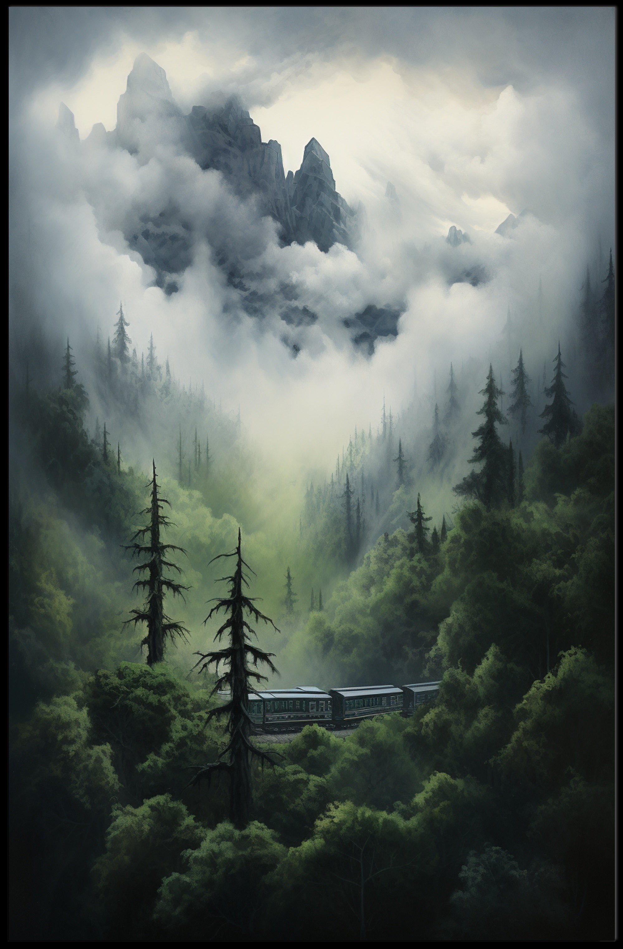 Mystical Train Adventure in Nature Travel Poster