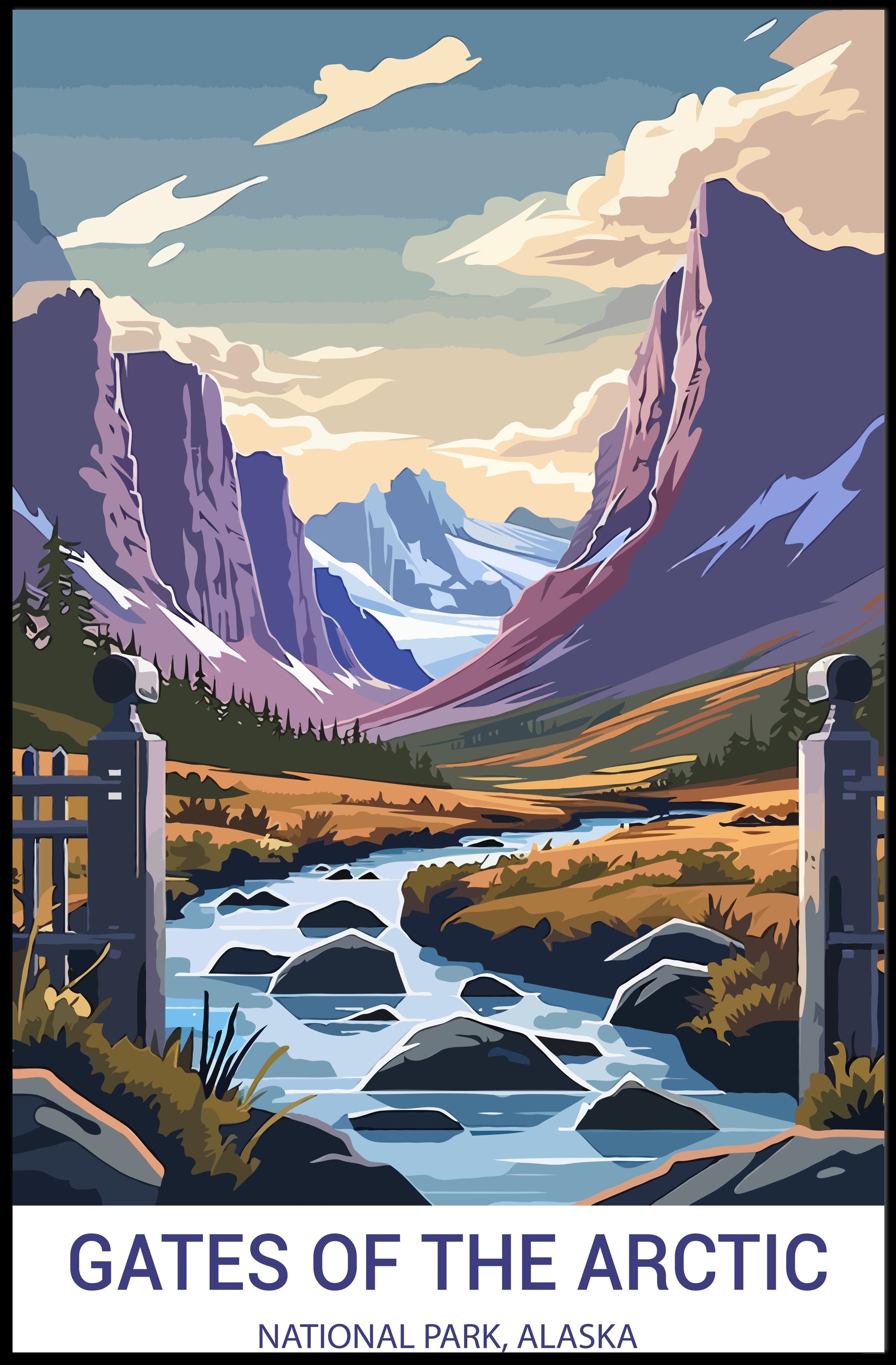 Vintage Scenic Landscape: Gates of Arctic National Park Poster