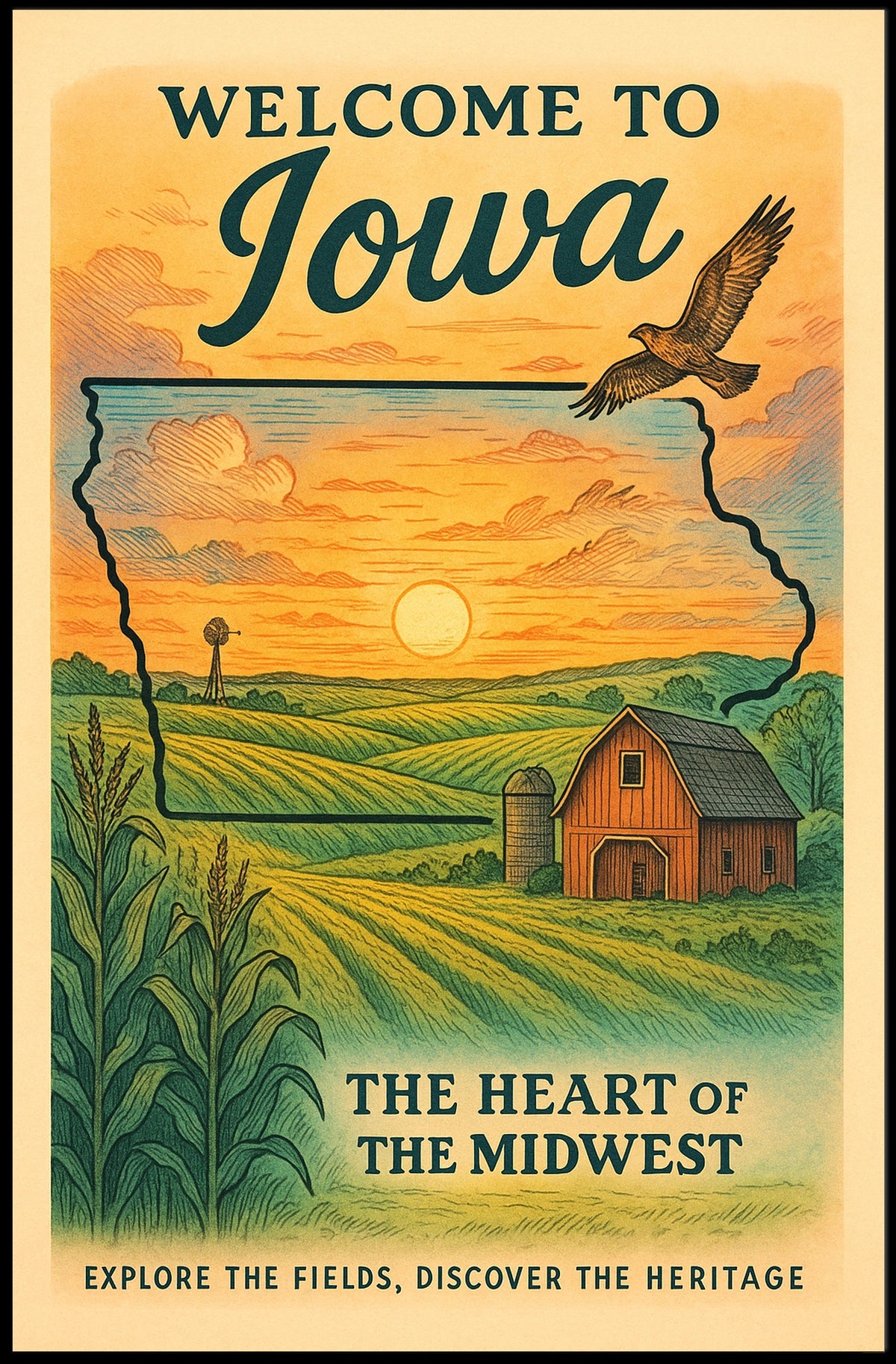 Welcome to Iowa The Heart of the Midwest Poster