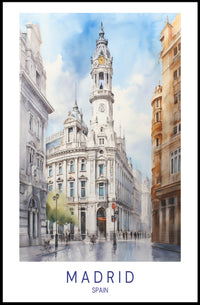 Madrid's Historic Building Watercolor Travel Poster PosterGoat