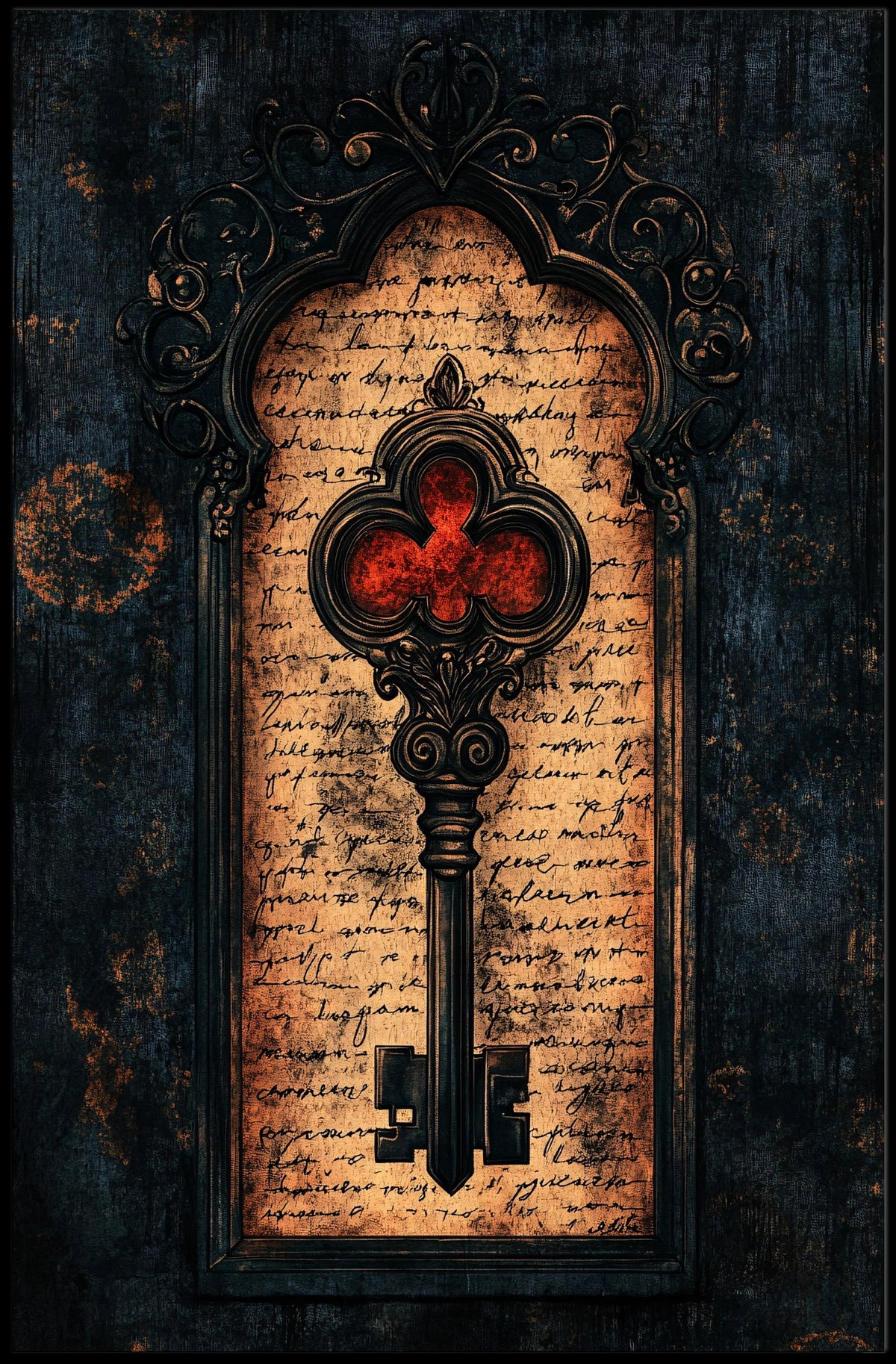 Antique Key Mystery on Aged Parchment Poster