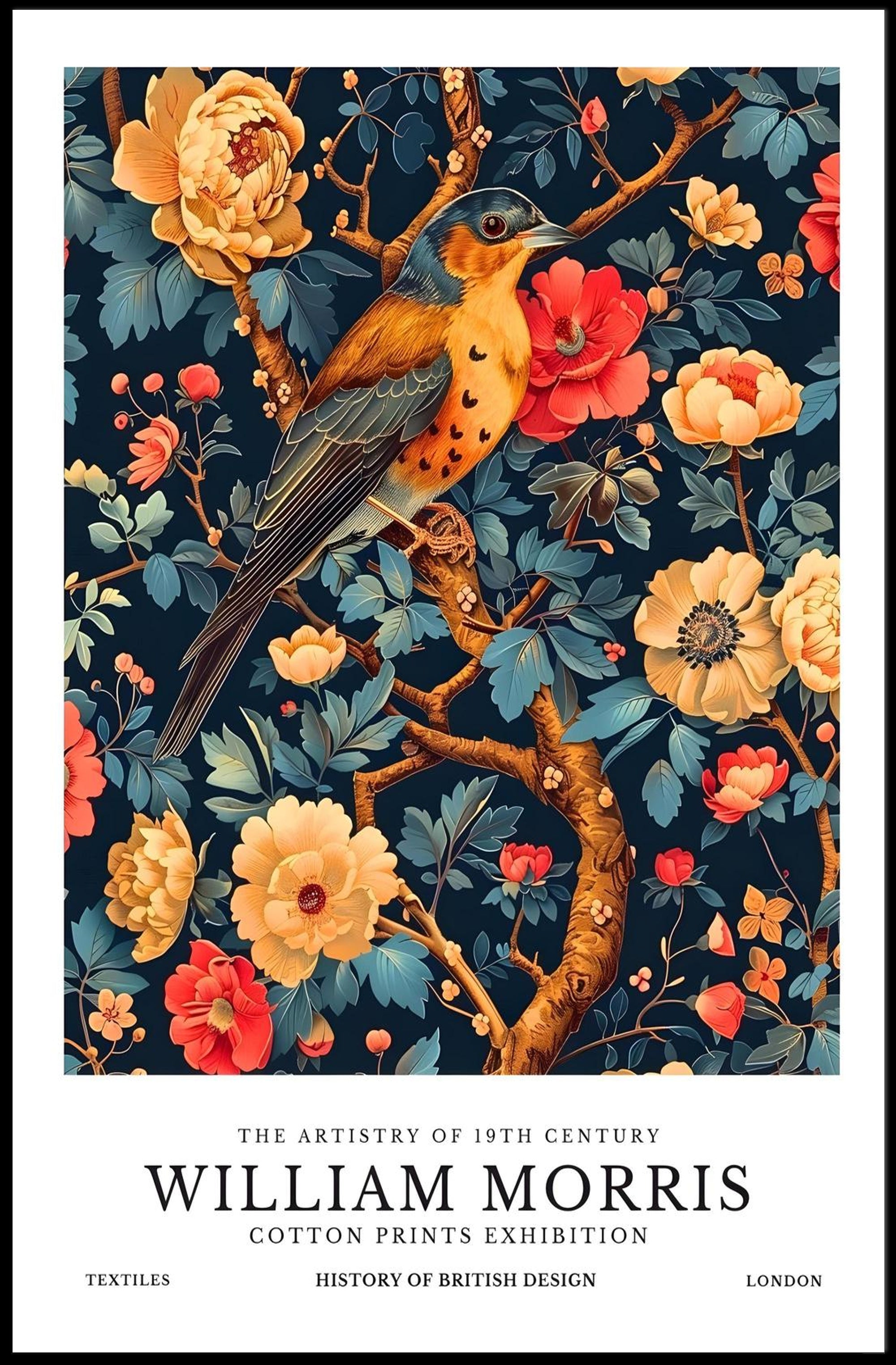 The Artistry of William Morris Cotton Prints Cultural Poster