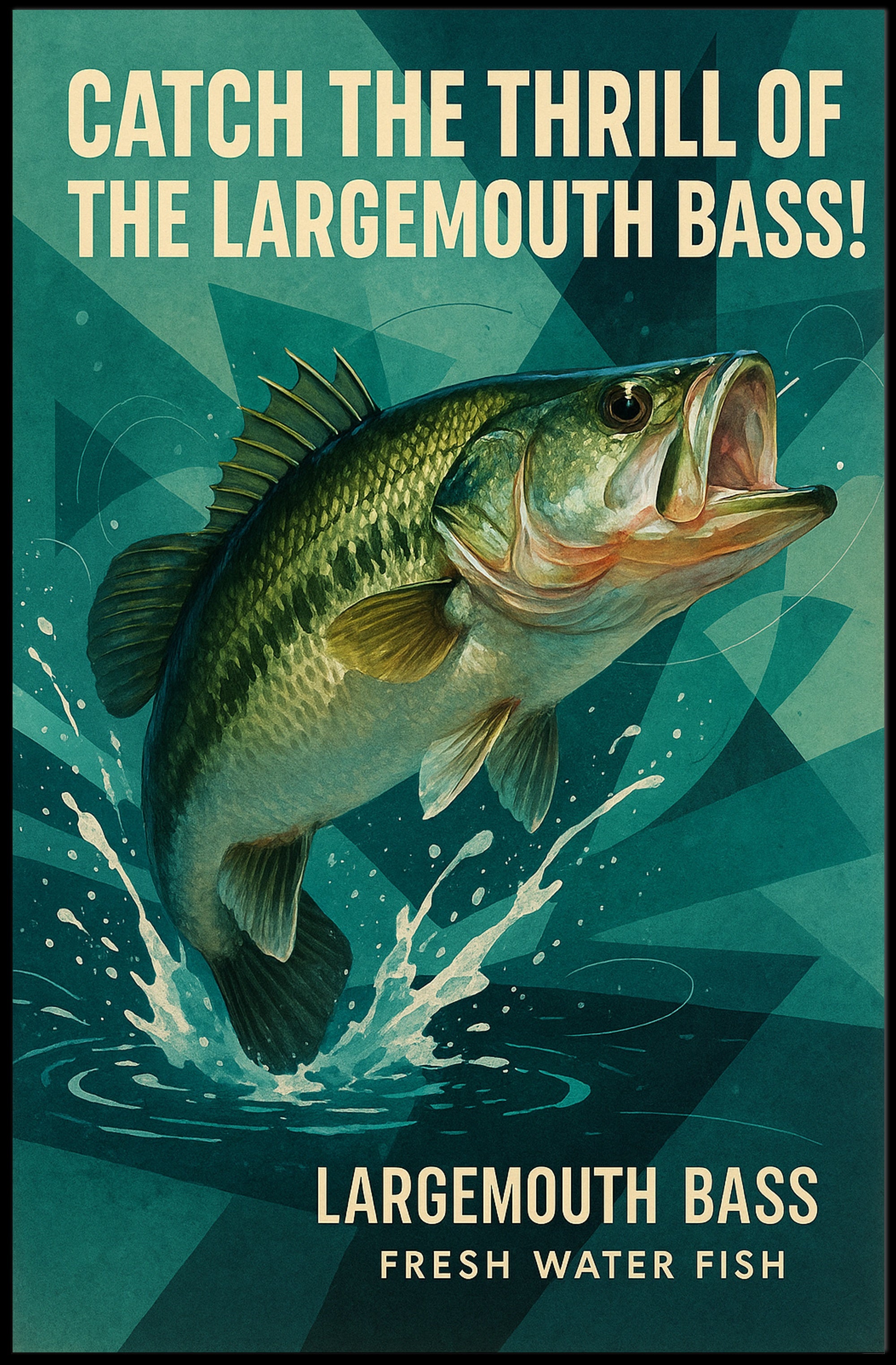 Largemouth Bass Adventure Vintage Fishing Sports Poster