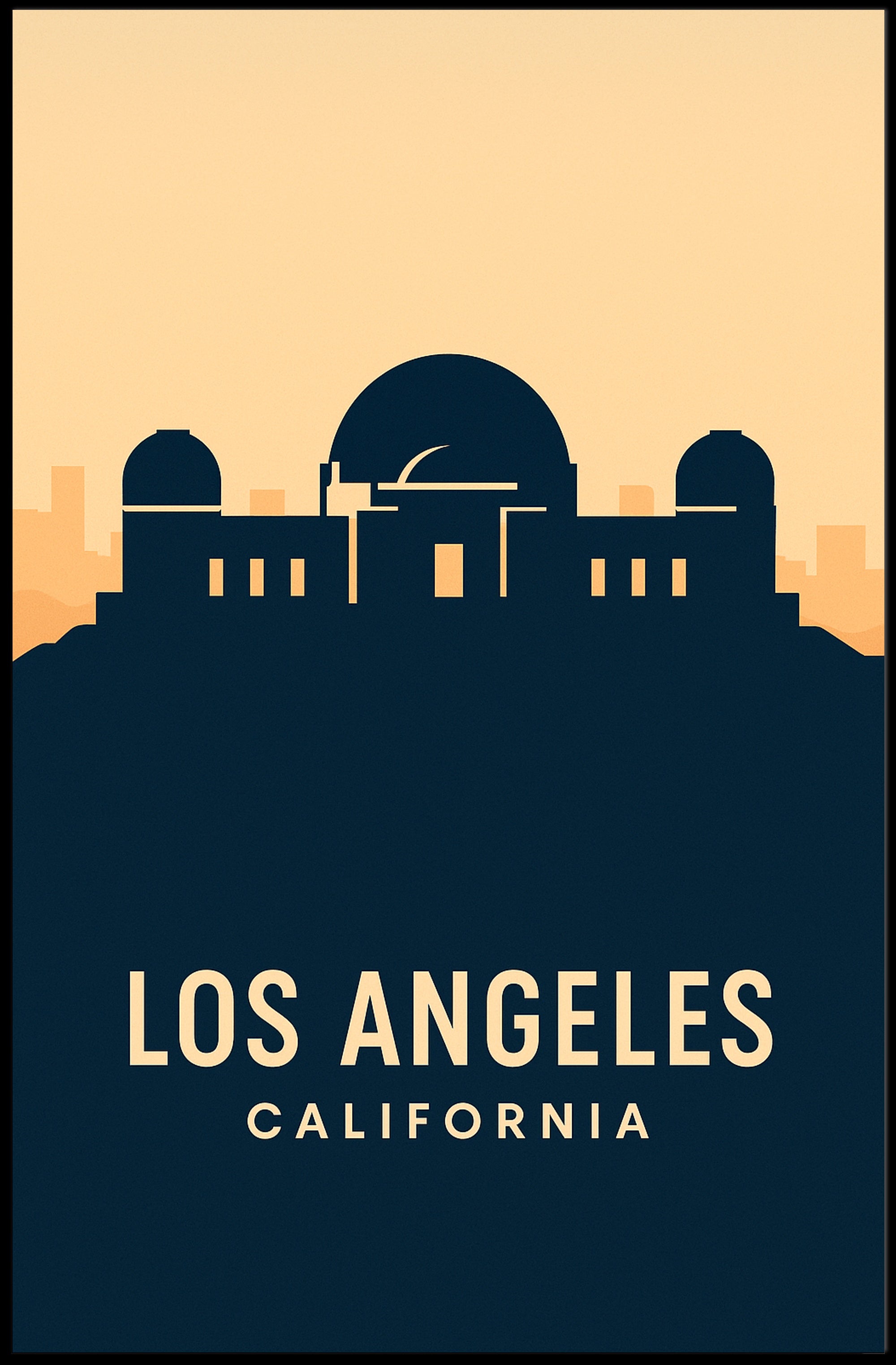 Los Angeles Observatory Silhouette Travel Poster