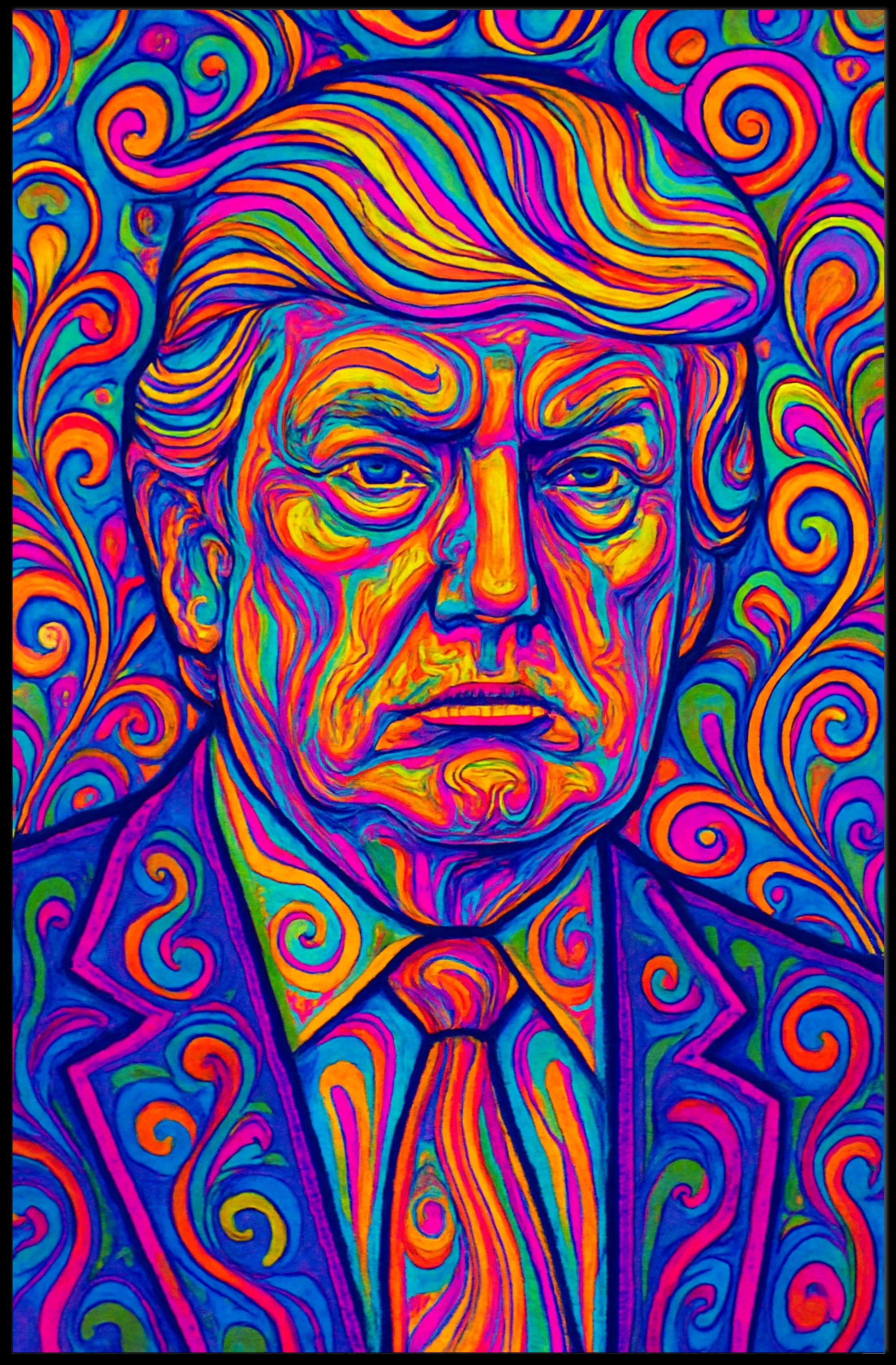 Psychedelic Presidential Donald Trump Portrait Poster PosterGoat