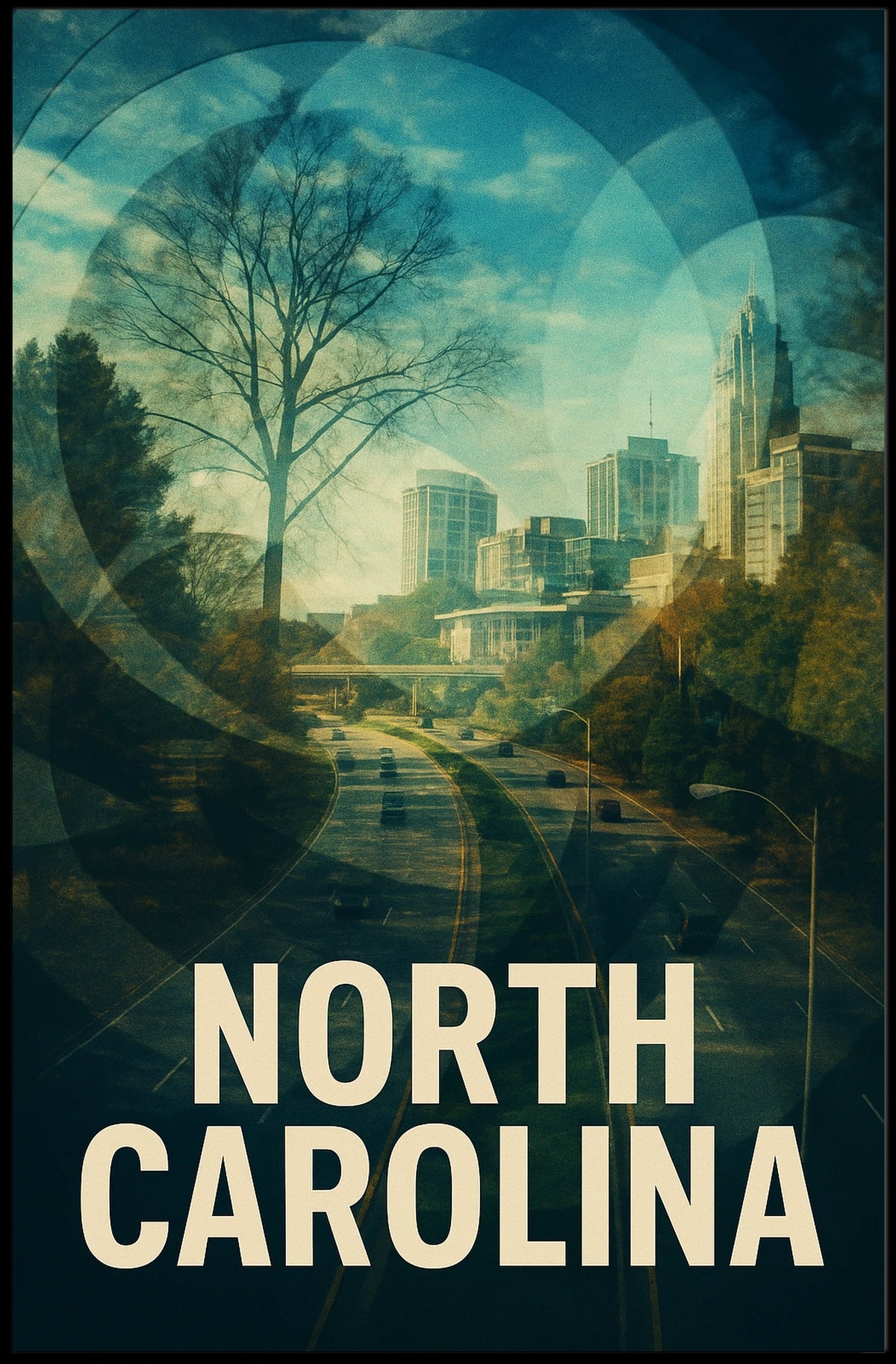 North Carolina Scenic Urban Landscape Poster