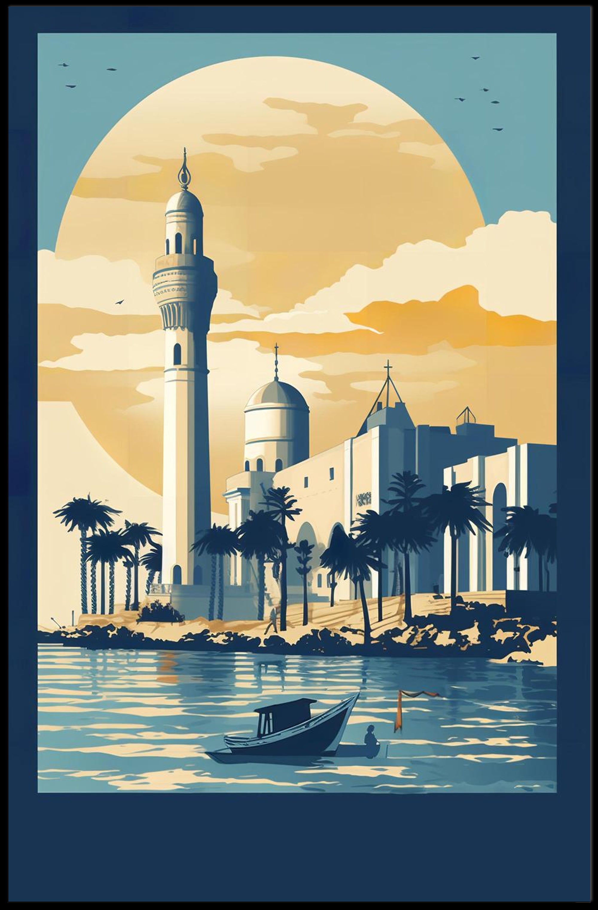 Tranquil Waters and Timeless Architecture Poster