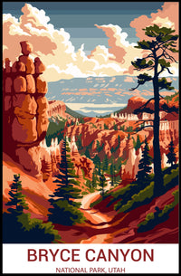 Bryce Canyon Illustrated Print: Stunning National Park Poster