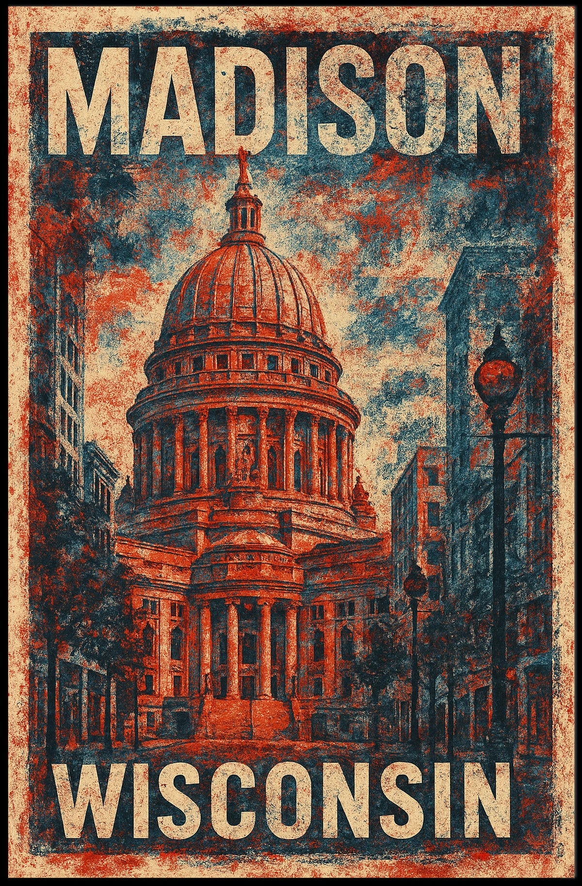 Madison Capitol Vintage Travel Poster