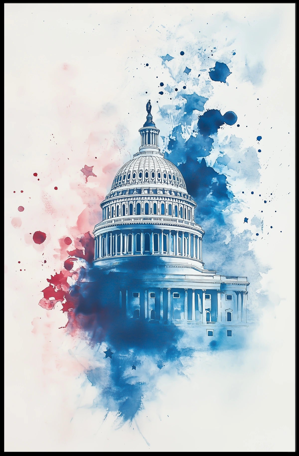 US Capitol Dome Americana Vintage Style Wall Art Poster