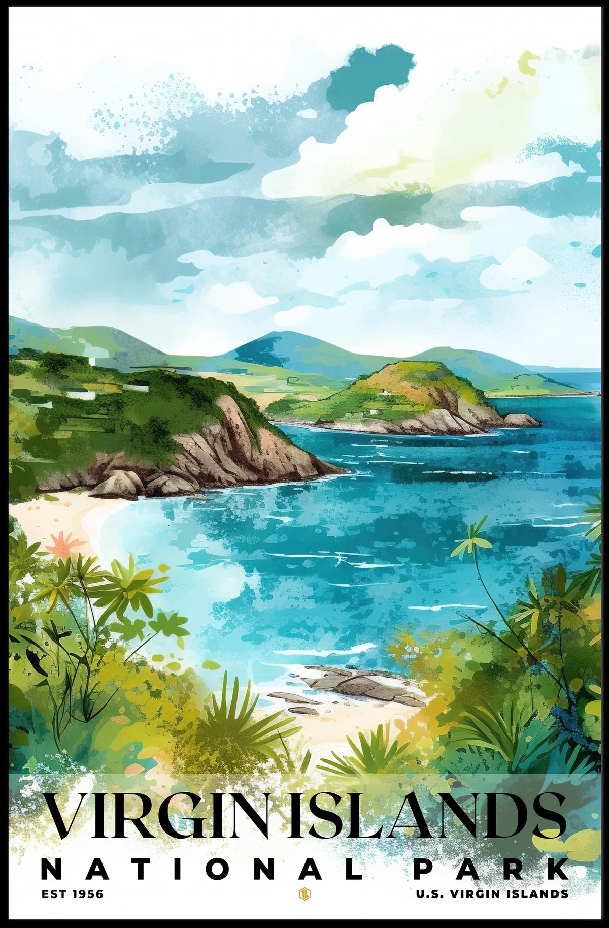 Virgin Islands Watercolor Wall Art Poster