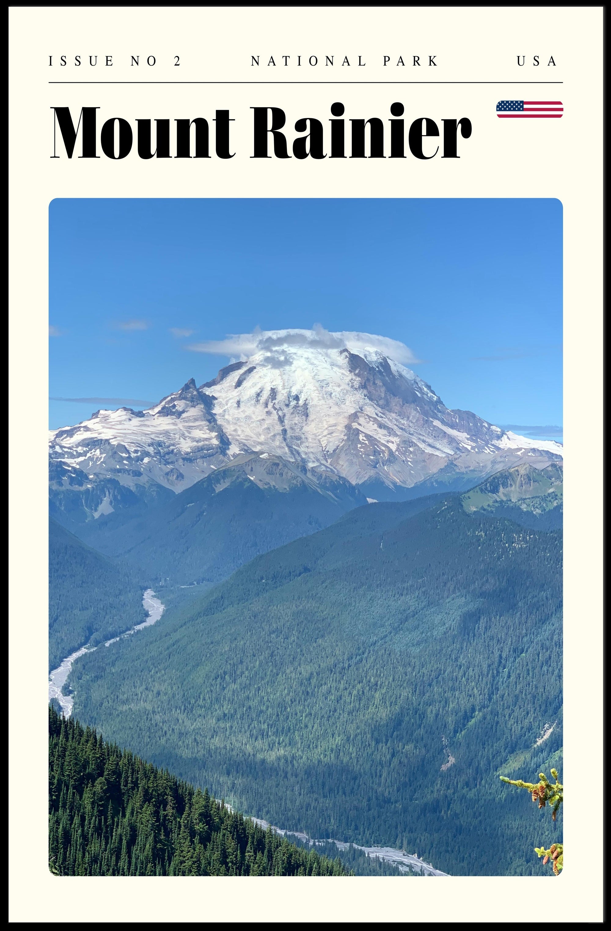 Mount Rainier National Park Poster Vintage Print