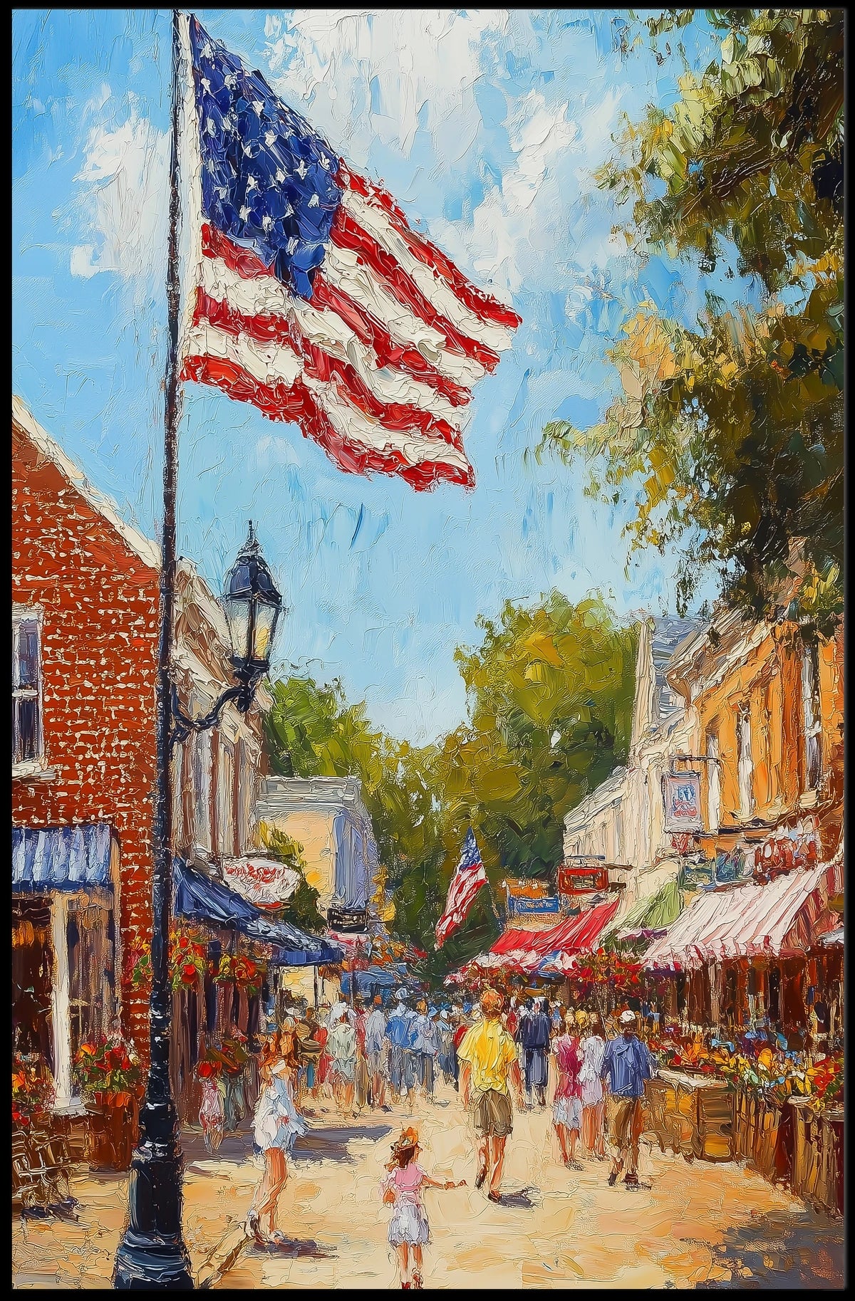 Classic American Town Square City Street Scene Poster