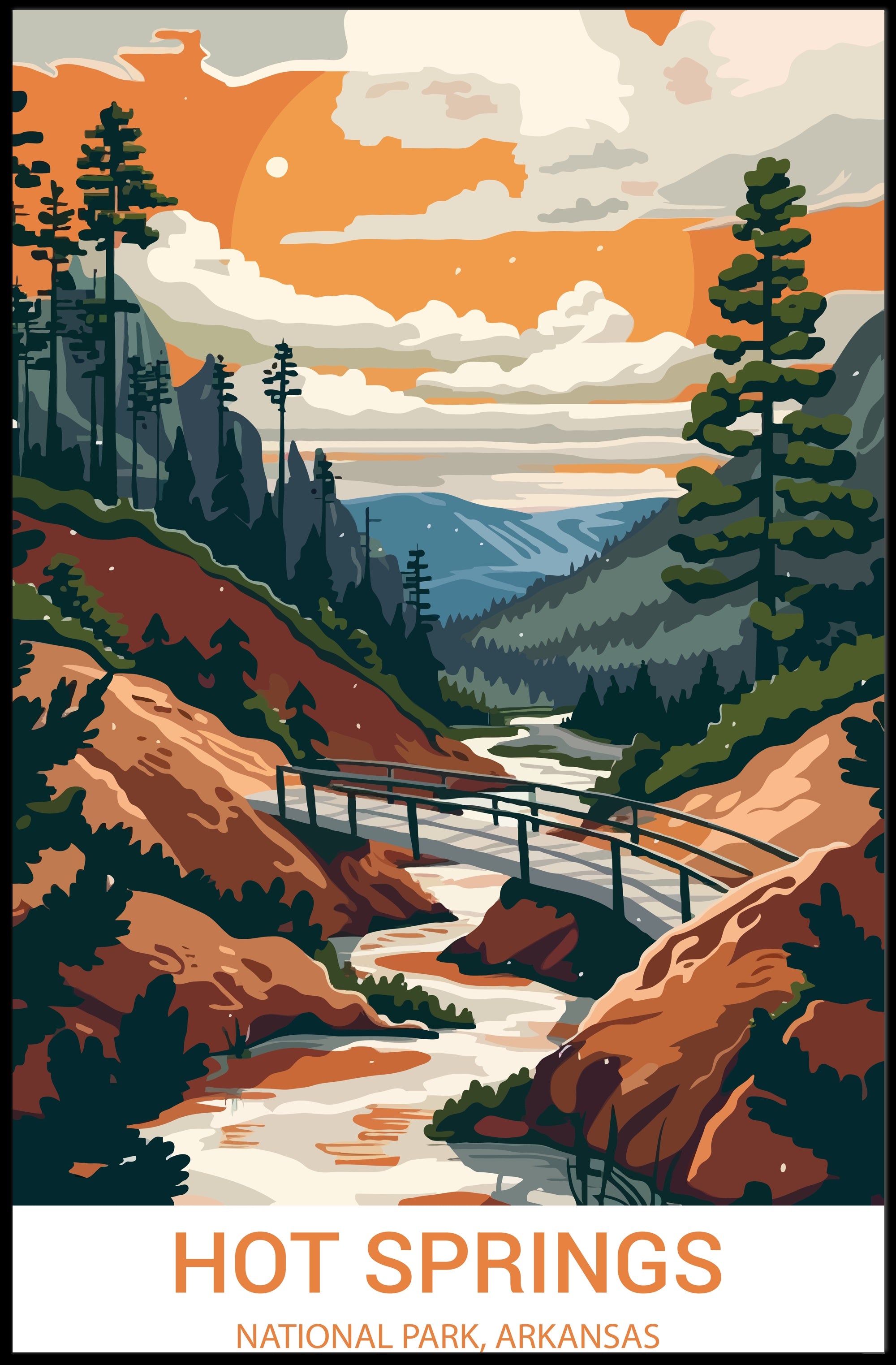 Hot Springs National Park Vintage Travel Poster