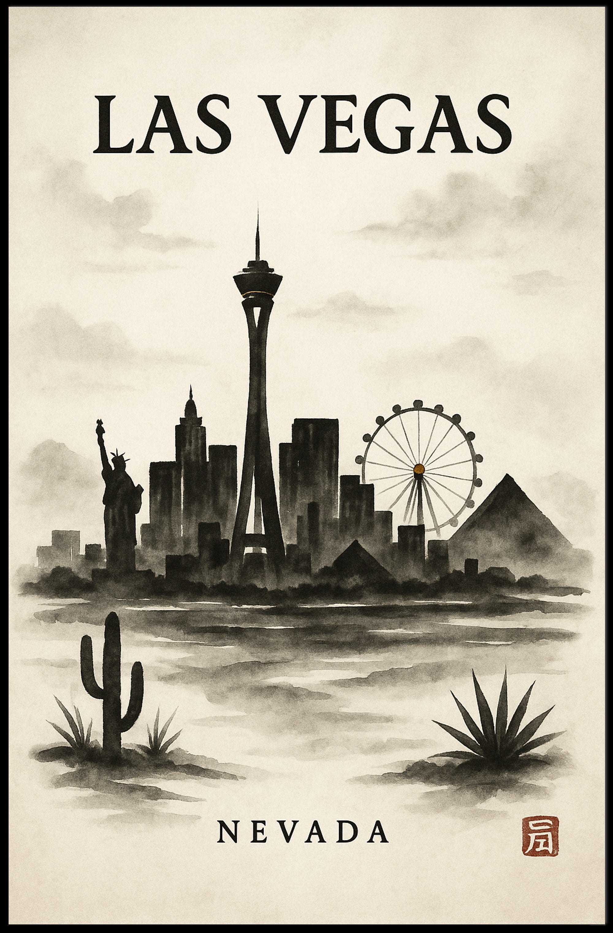 Las Vegas Skyline Artistic Urban Cityscape Poster