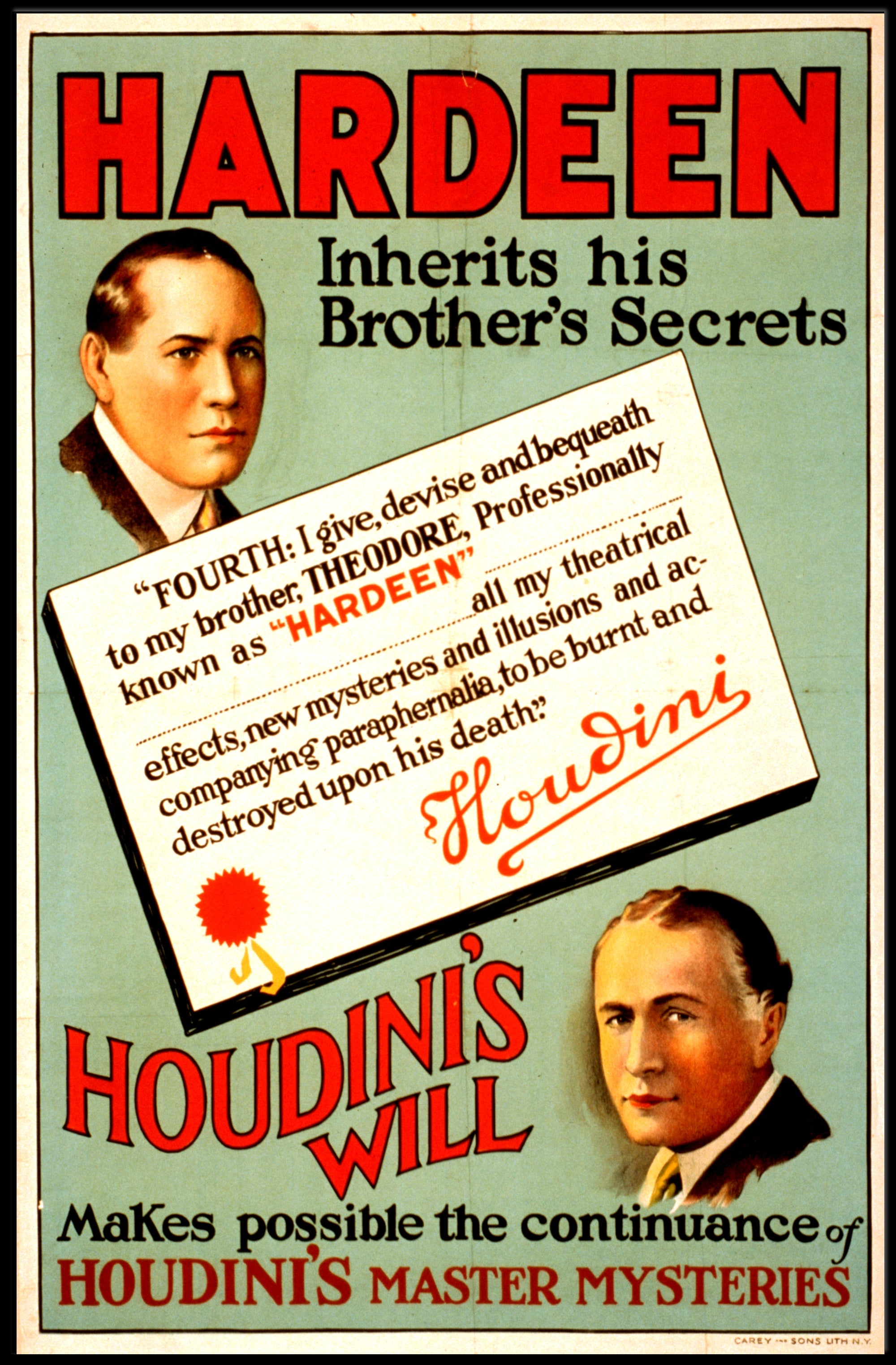 Hardeen Magic Legacy Vintage Cultural or Heritage Poster