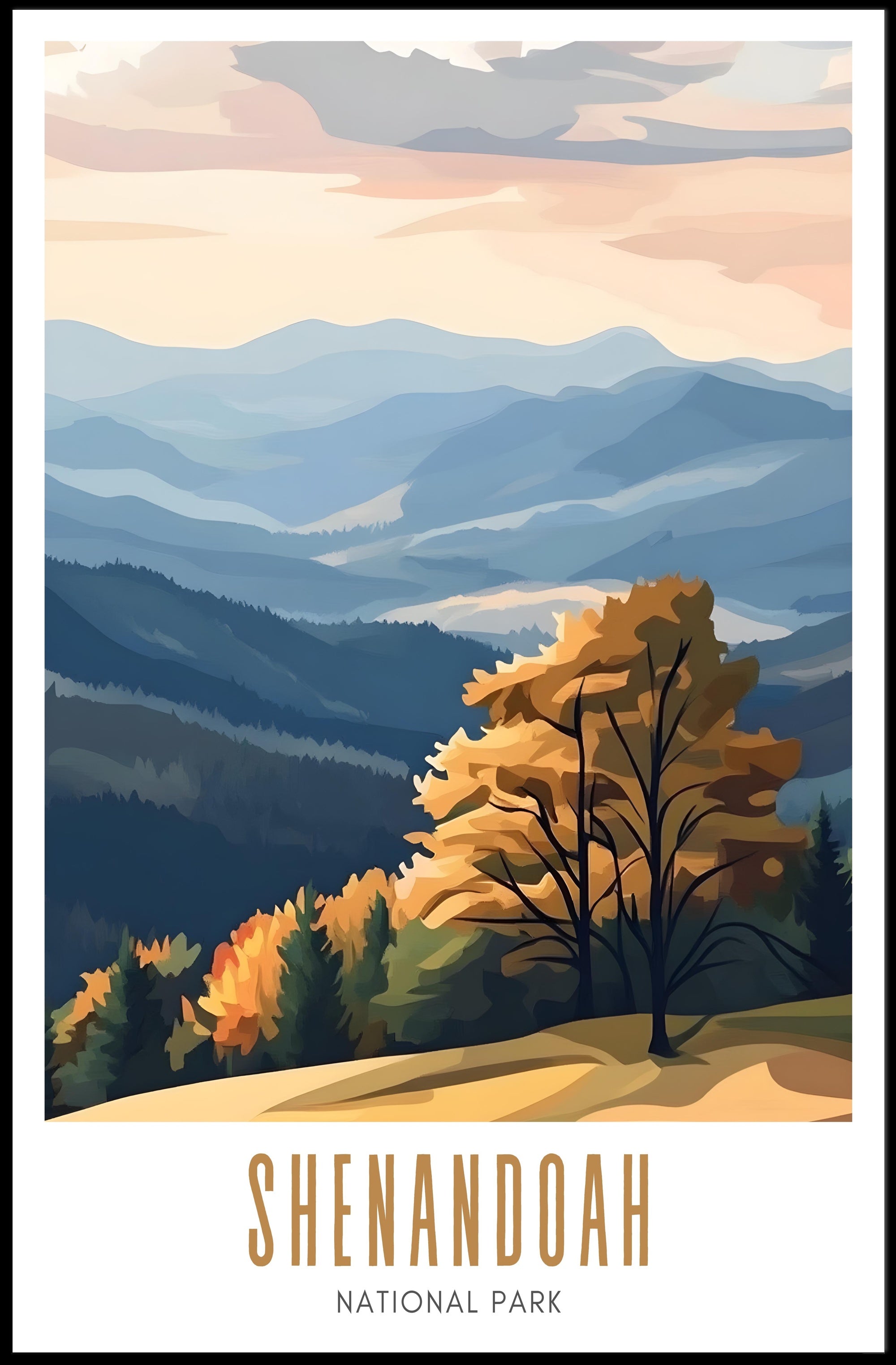 Shenandoah National Park Poster Vintage Landscape Print
