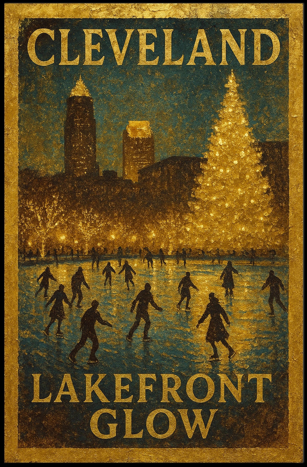 Cleveland Lakefront Glow Poster