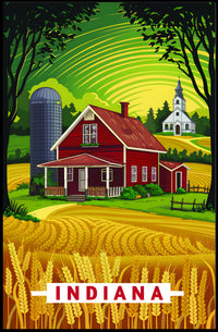 Indiana Countryside Illustration Poster