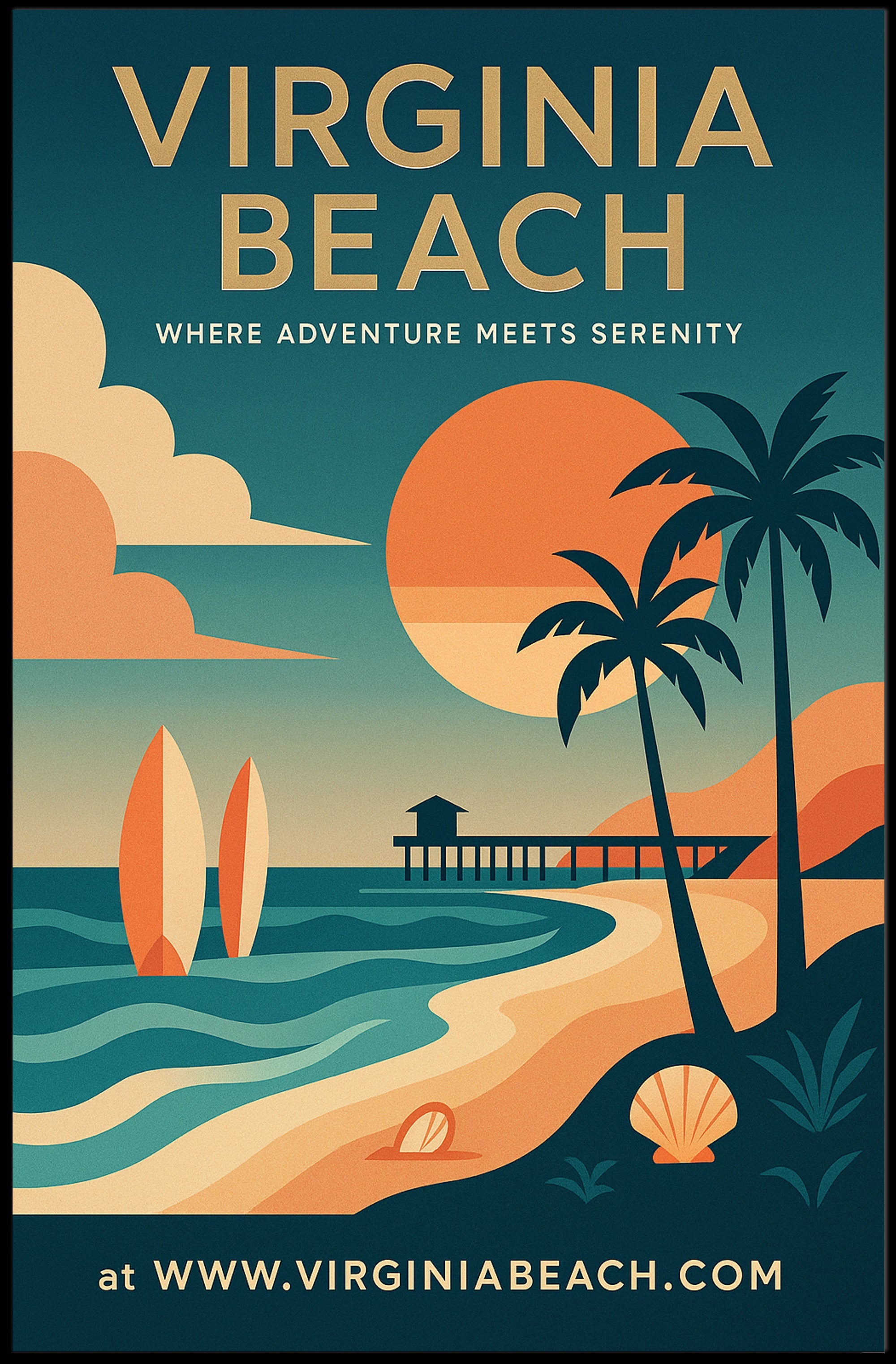 Virginia Beach Adventure and Serenity Travel Poster PosterGoat