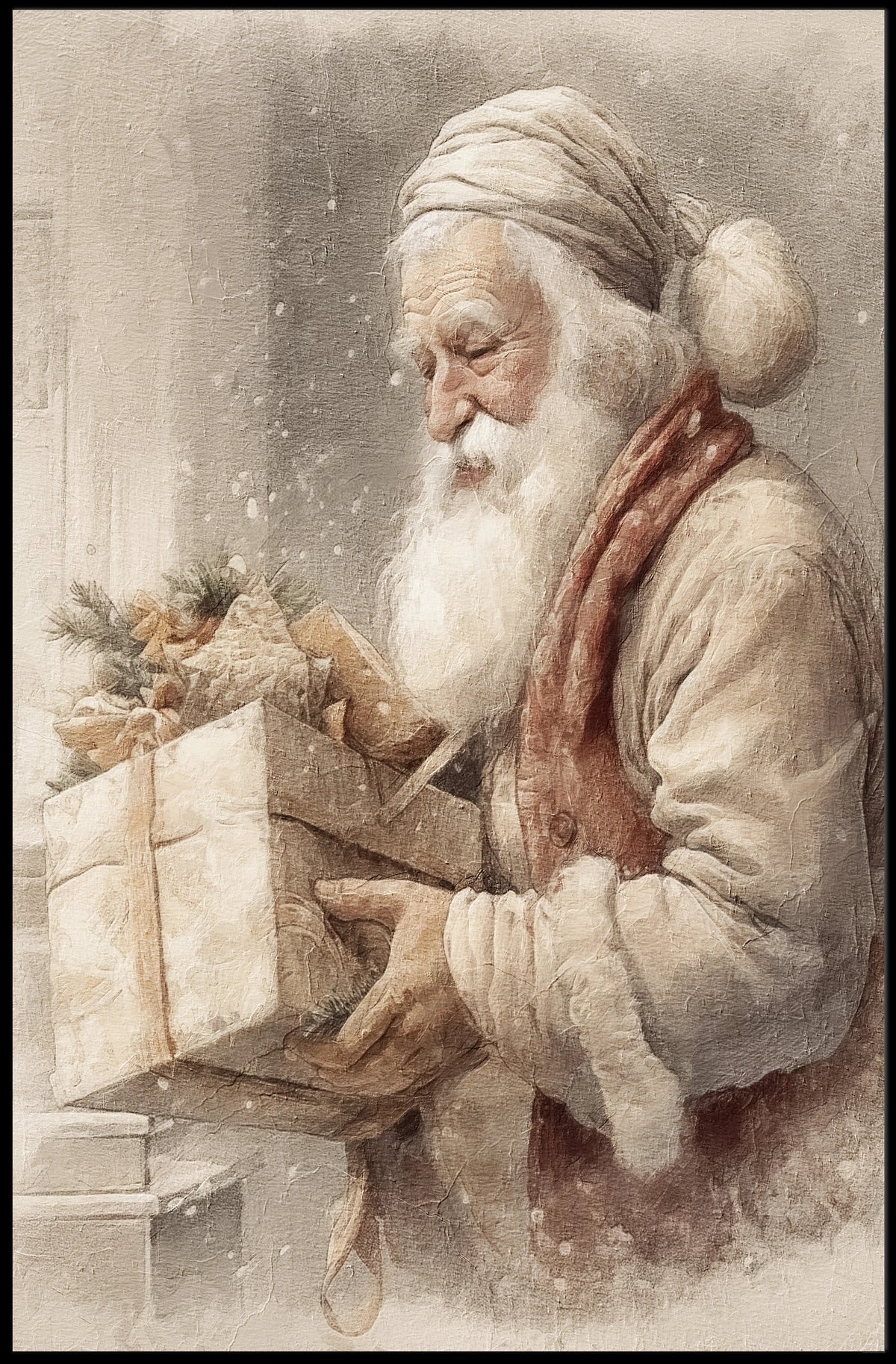 Vintage Santa Claus With Gifts Vintage Poster