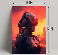 Cybernetic Sentinel At Sunset Poster PosterGoat