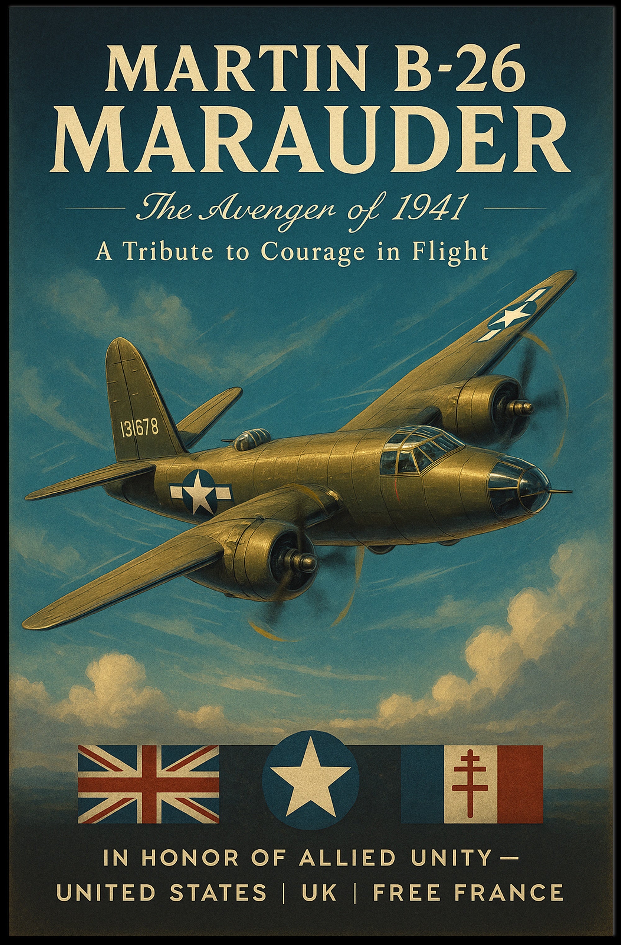 Martin B26 Marauder Vintage Poster Print 1941